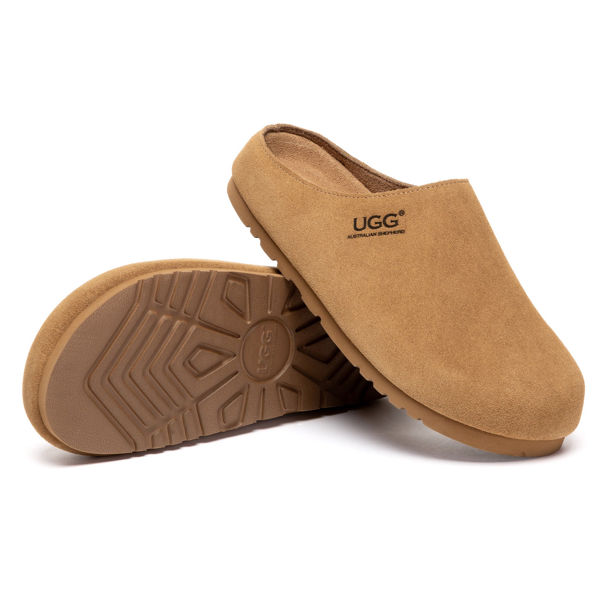 EverUgg Classic Suede UGG Slides slippers with soft suede upper and comfortable design, perfect for casual wear.