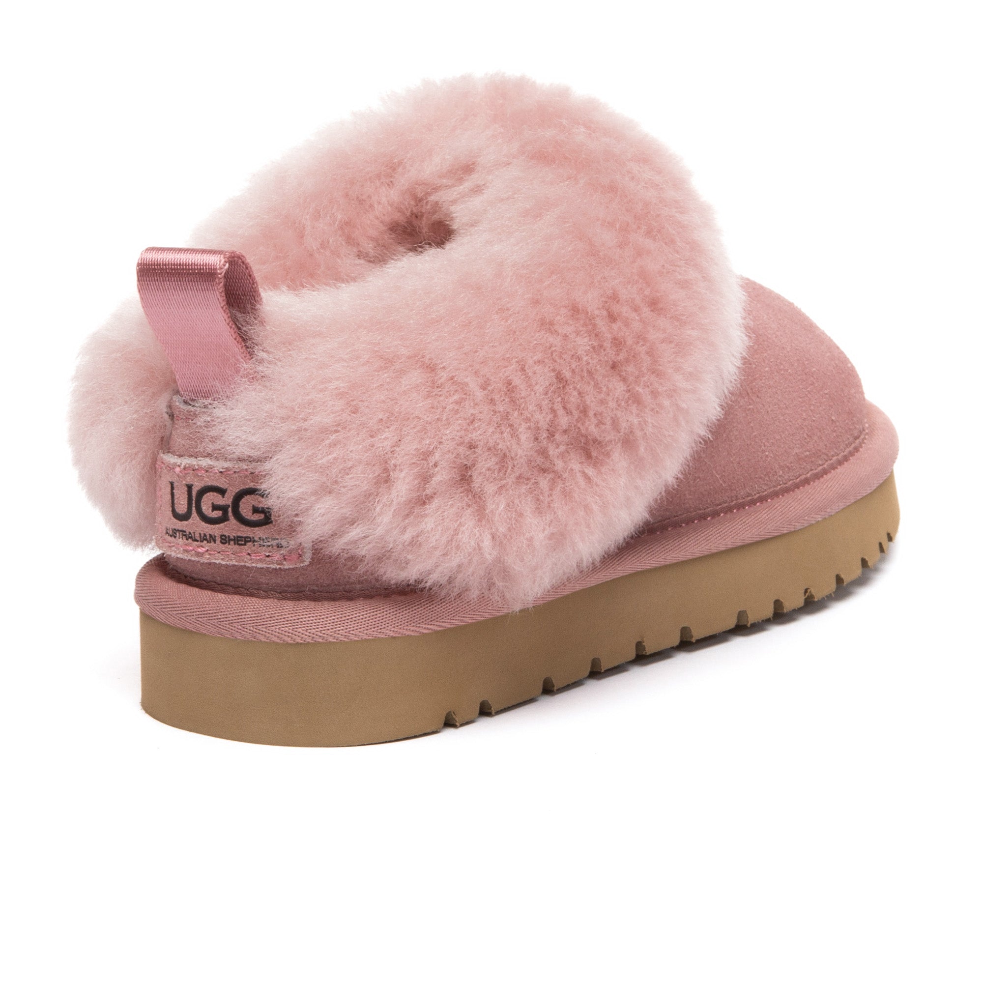 Kids' UGG collar ankle slippers by EverUgg featuring soft, plush material and a cozy slip-on design for comfortable wear.