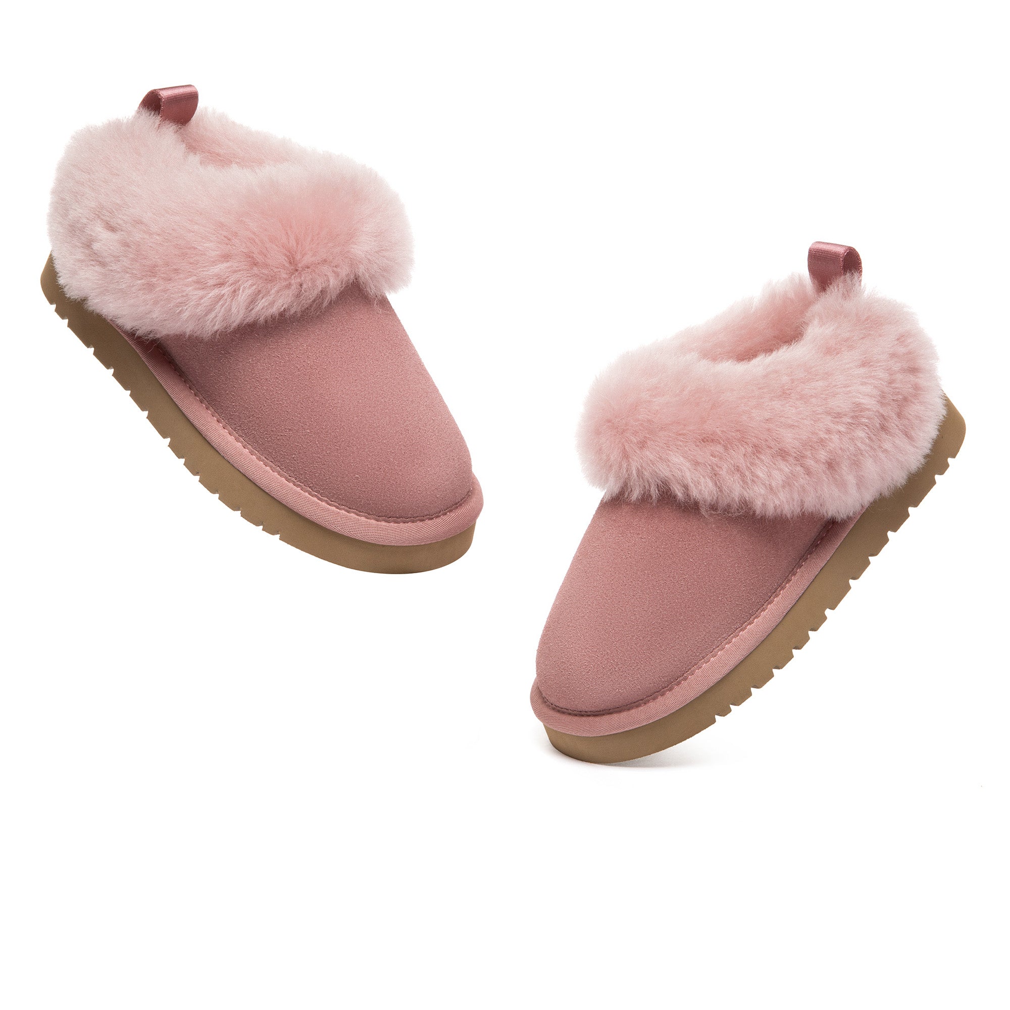 Kids' UGG collar ankle slippers by EverUgg featuring soft plush material and cozy design for comfortable indoor wear.