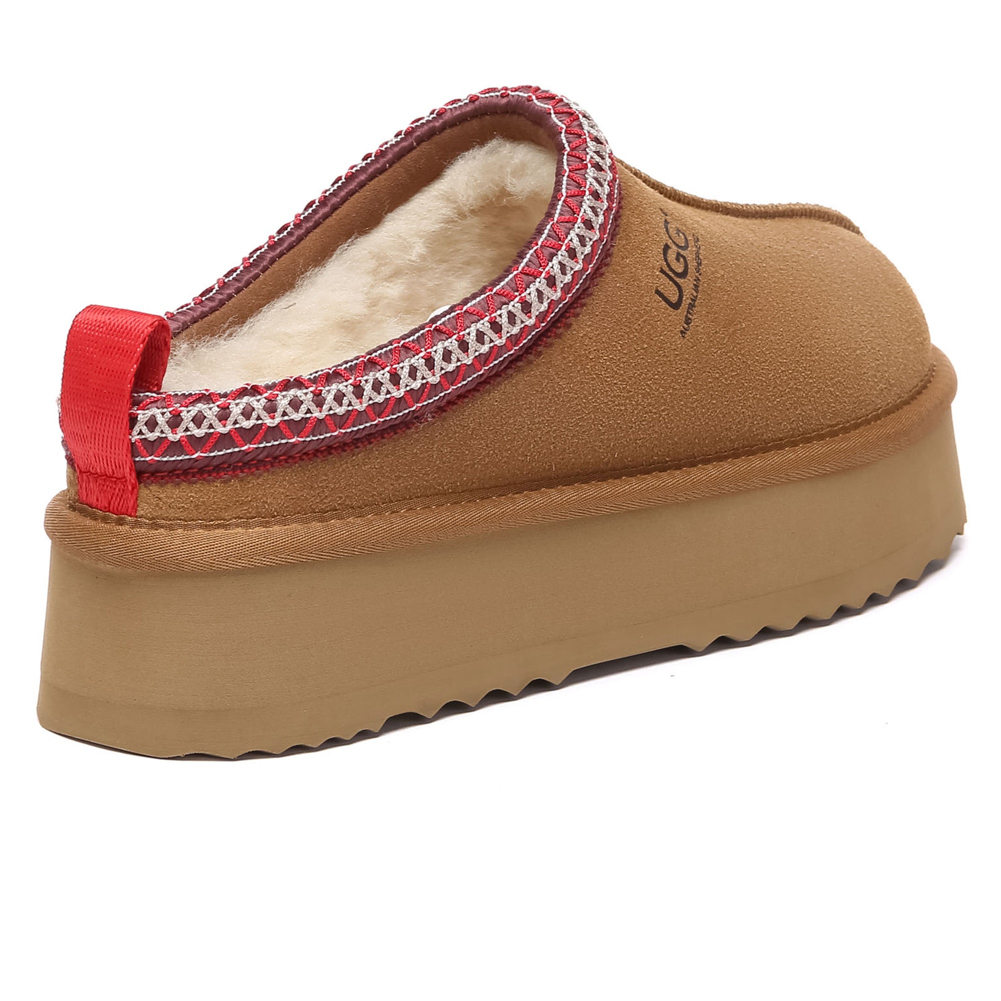 EverUgg Tazman multicolor UGG platform slippers for women, featuring vibrant patterns and comfortable slip-on design.