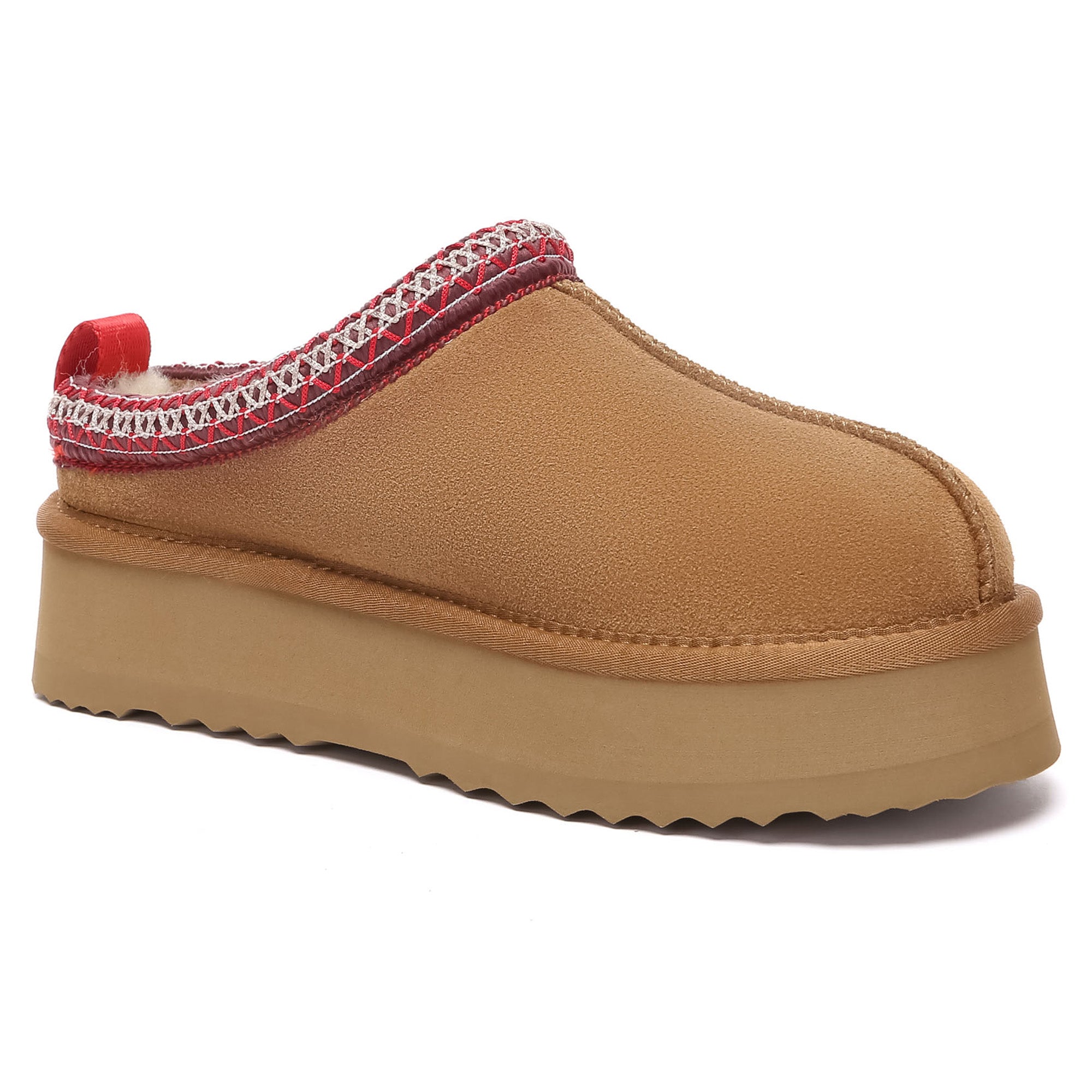 EverUgg Tazman multicolor UGG platform slippers for women, showing vibrant, cozy slip-on footwear with a thick sole.
