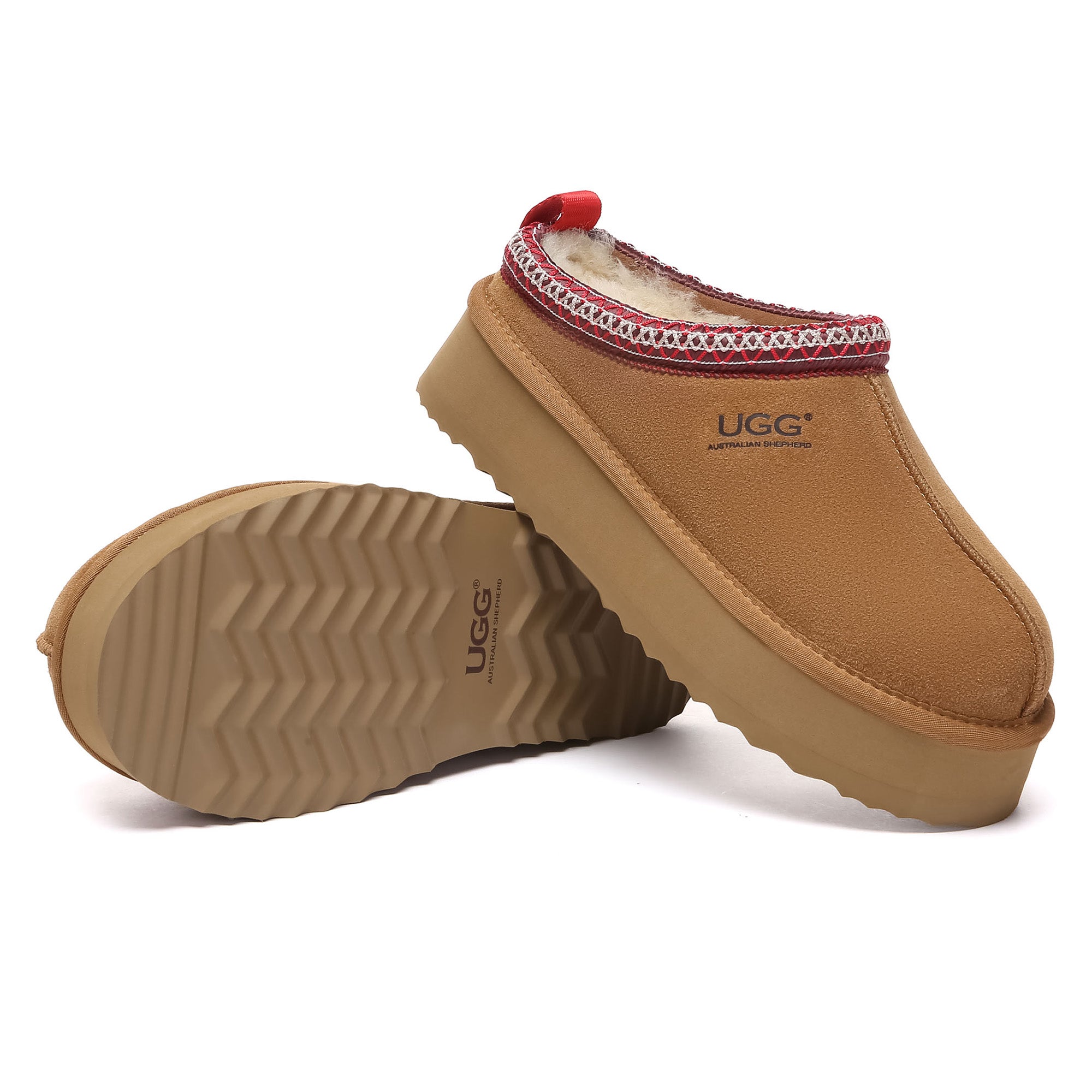 EverUgg Tazman multicolor UGG platform slippers for women, featuring a cozy, plush design with vibrant color accents.