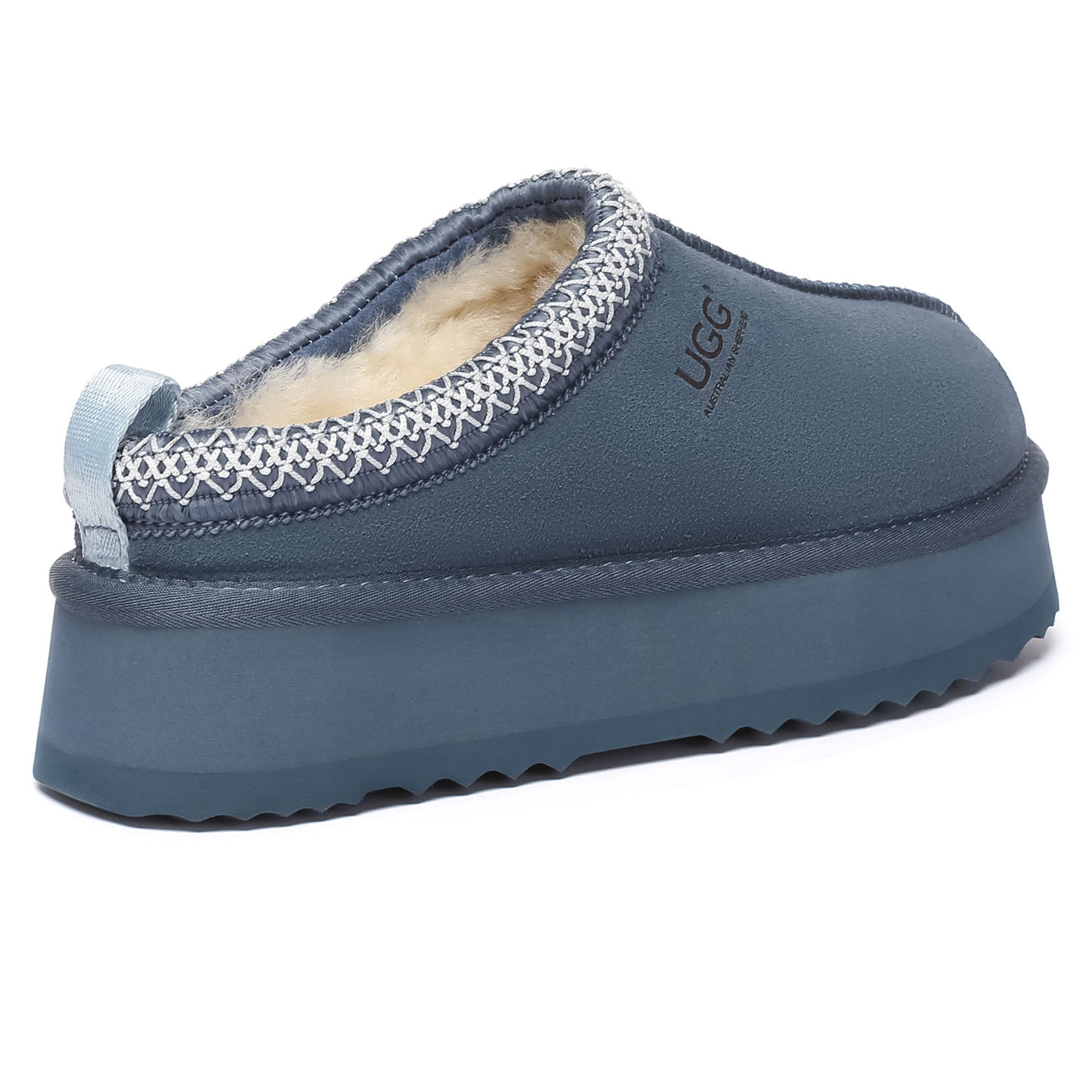EverUgg Tazman multicolor UGG platform slippers for women, featuring vibrant, cozy slip-on shoes with a textured sole.