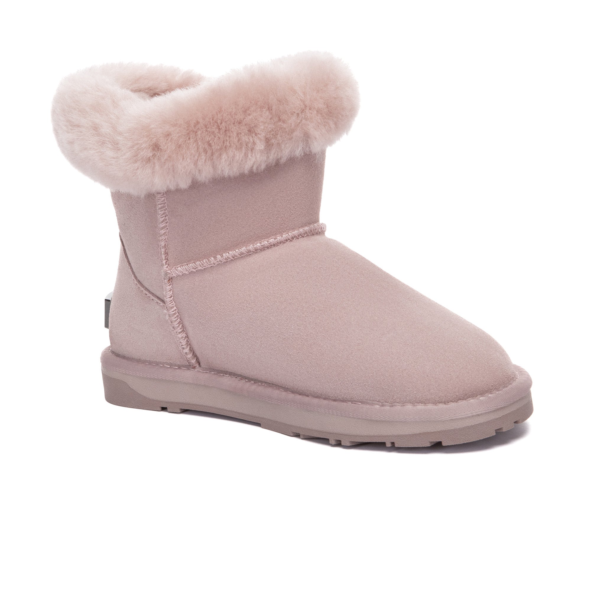 EverUgg Tiara Shark Mini Button UGG Boots in black with decorative buttons and plush fur lining, stylish and cozy for winter.