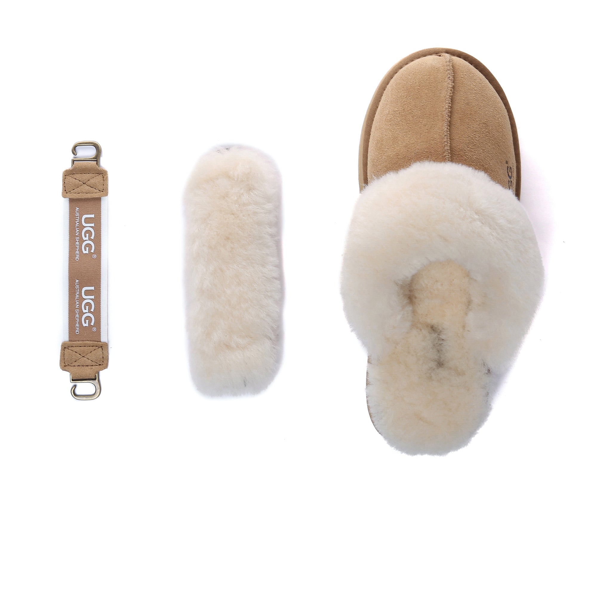 EverUgg Dua Straps UGG platform slippers for women, featuring adjustable straps and comfy slip-on design.