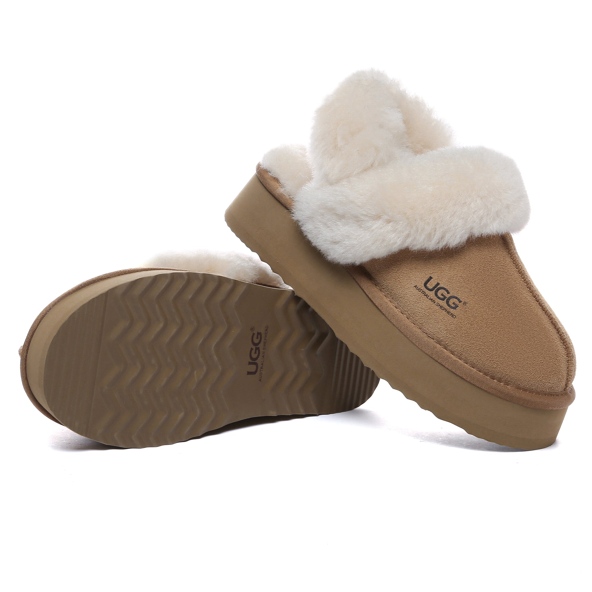 EverUgg Dua Straps UGG platform slippers for women with wide straps and cushioned soles, stylish and comfortable footwear.