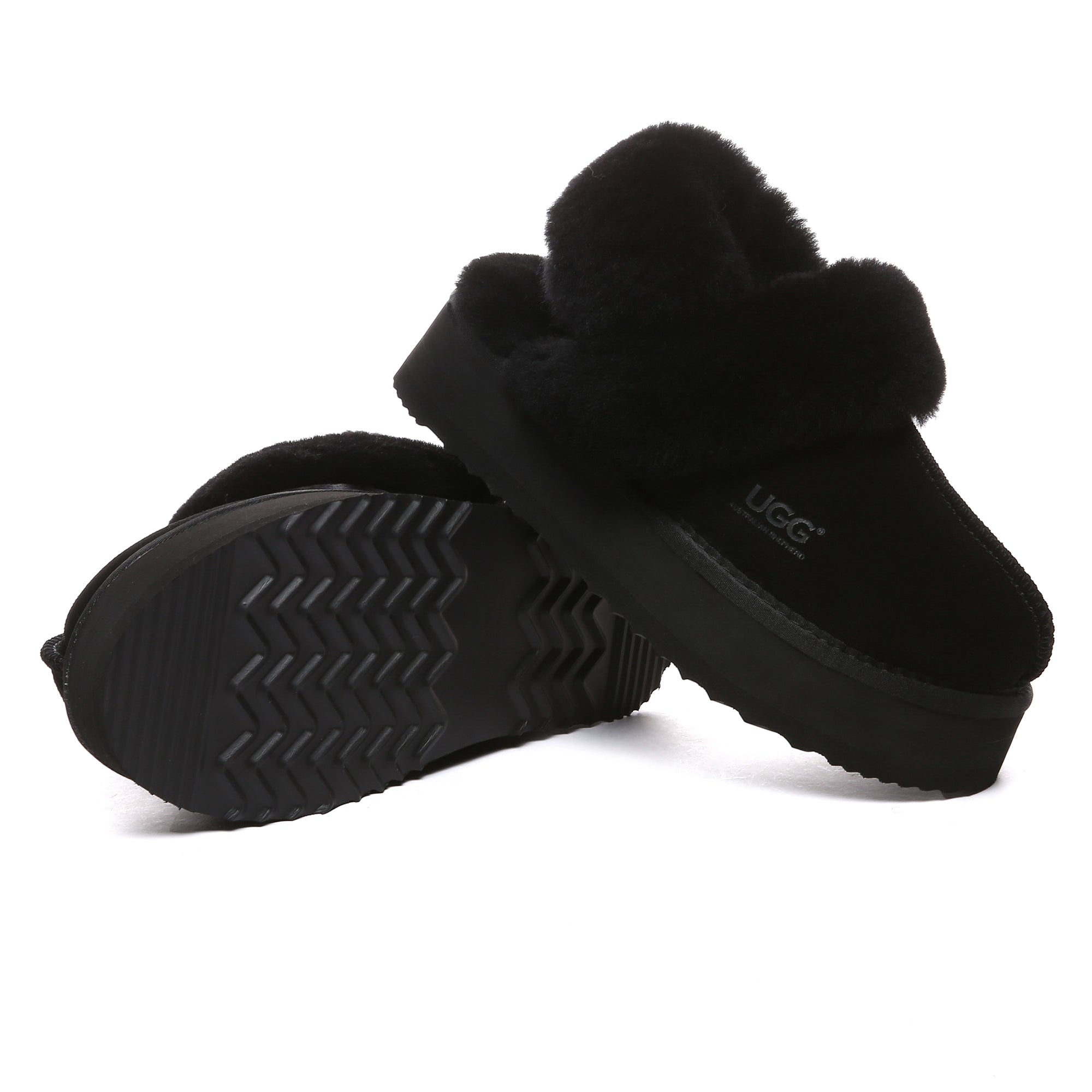 EverUgg Dua Straps UGG platform slippers for women with open toe design and chunky platform sole, stylish and comfortable footwear.