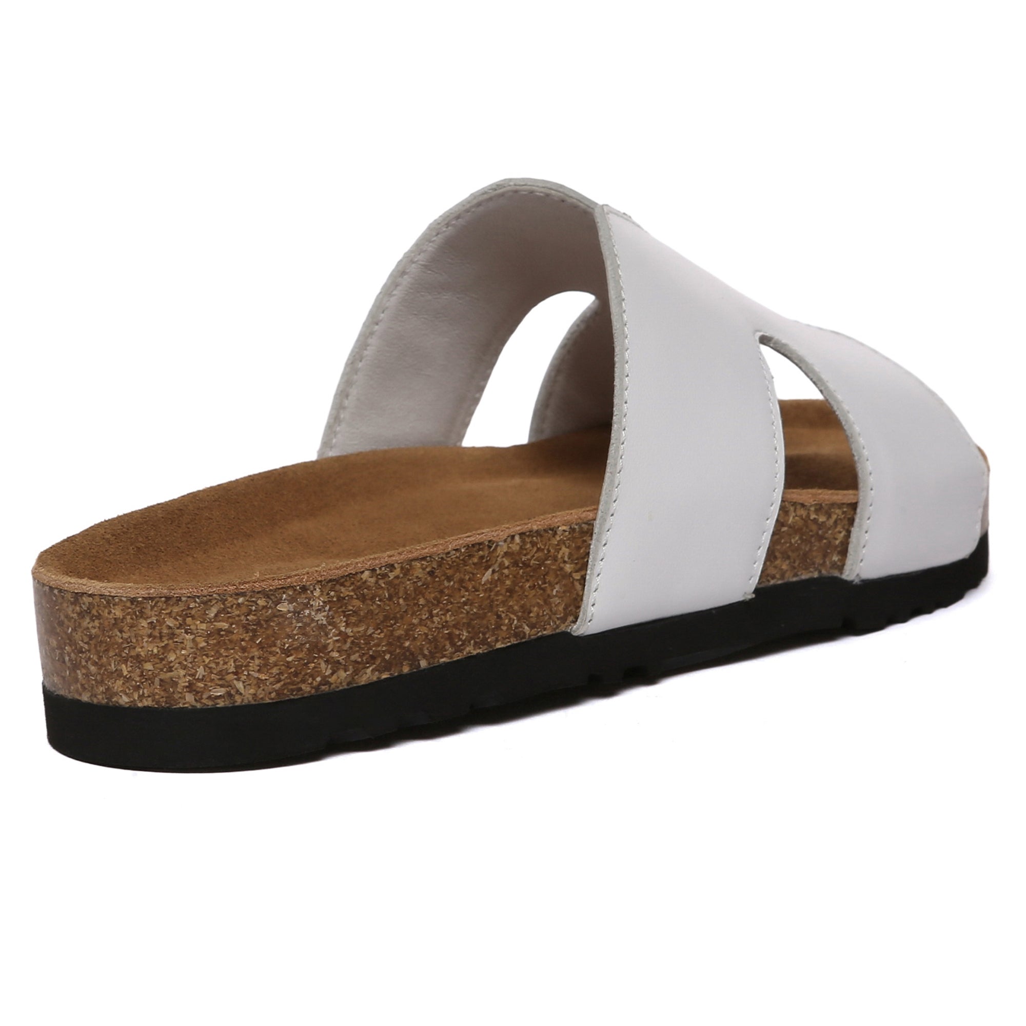 Women cork style leather slides by EverUgg featuring open-toe design and cushioned soles for comfortable summer footwear.