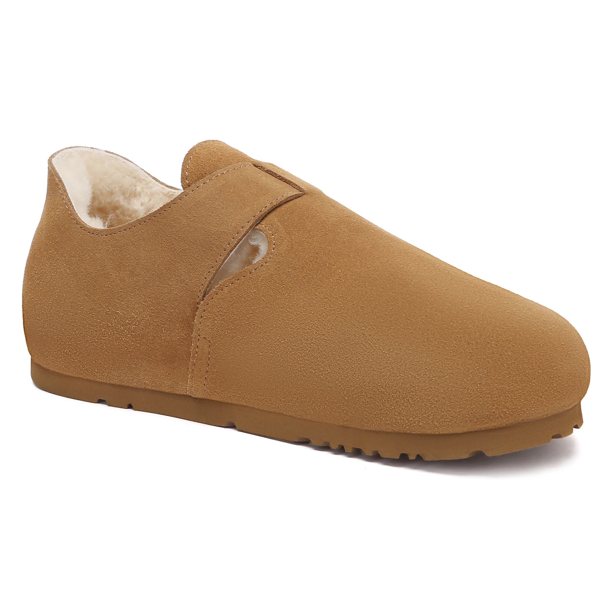 EverUgg women's adjustable buckle clog slippers with soft UGG material and slip-on design, showcasing the stylish slip-on shoes.