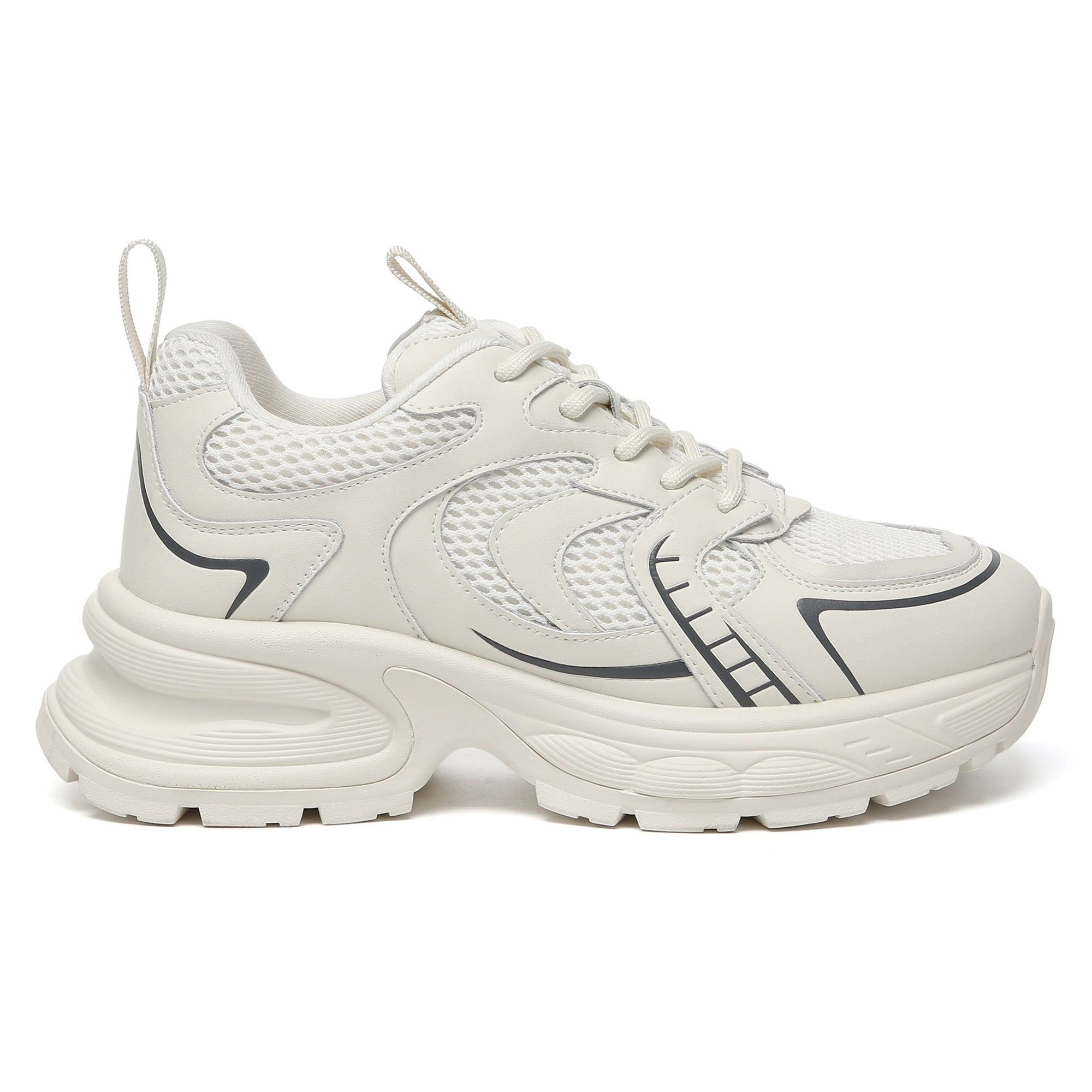 EverUgg Chunky Comfort Platform Sneakers showing white sneakers with thick soles and stylish design on a plain background.