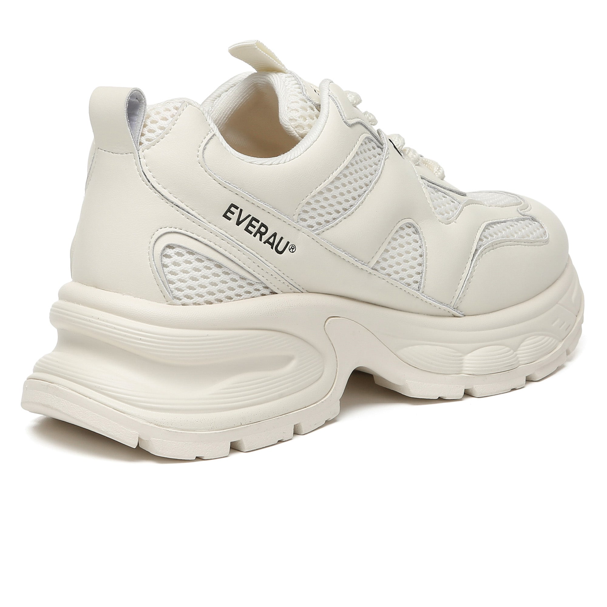 EverUgg Chunky Comfort Platform Sneakers II in white with thick soles and lace-up design, displayed on a plain background.
