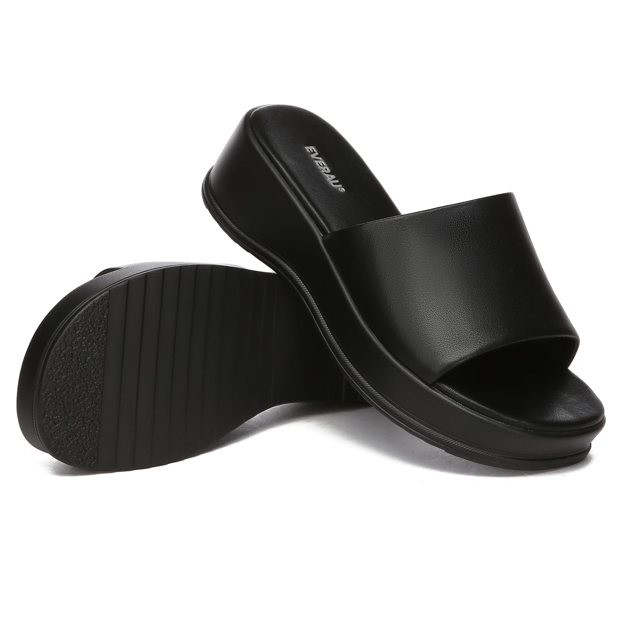 EverUgg Fiona Classic Summer Wedge Slides sandals with beige straps and cork wedge heel, ideal for casual summer wear.