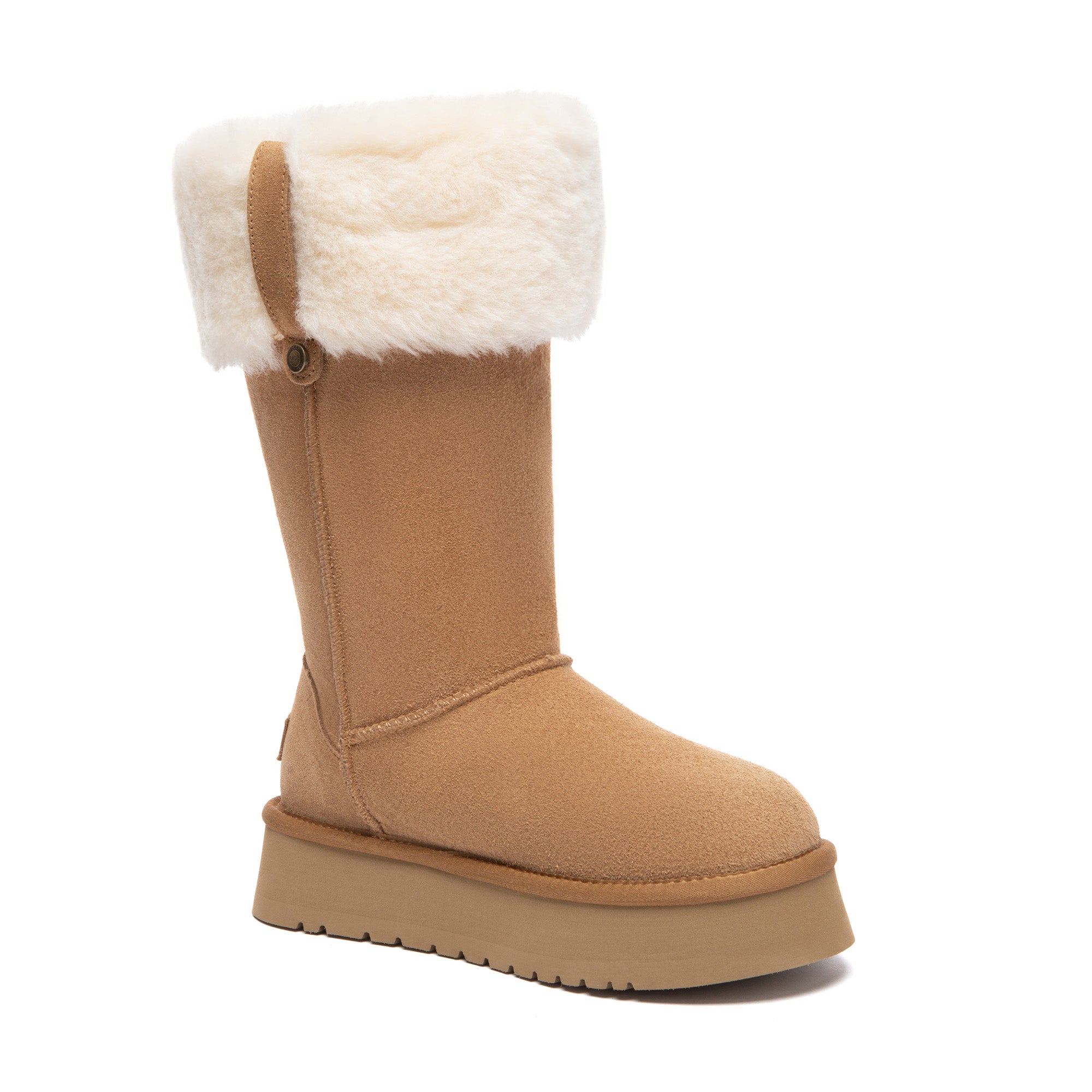 EverUgg Fluffy Collar Platform Tall UGG Boots with plush lining and thick sole, showcasing the cozy, stylish design.