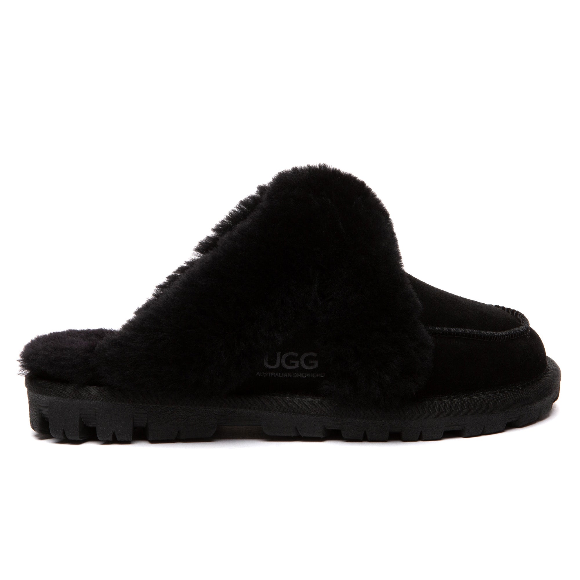 EverUgg Furry Collar Dorian UGG slippers with plush fur collar and cozy design, perfect for comfortable indoor wear.