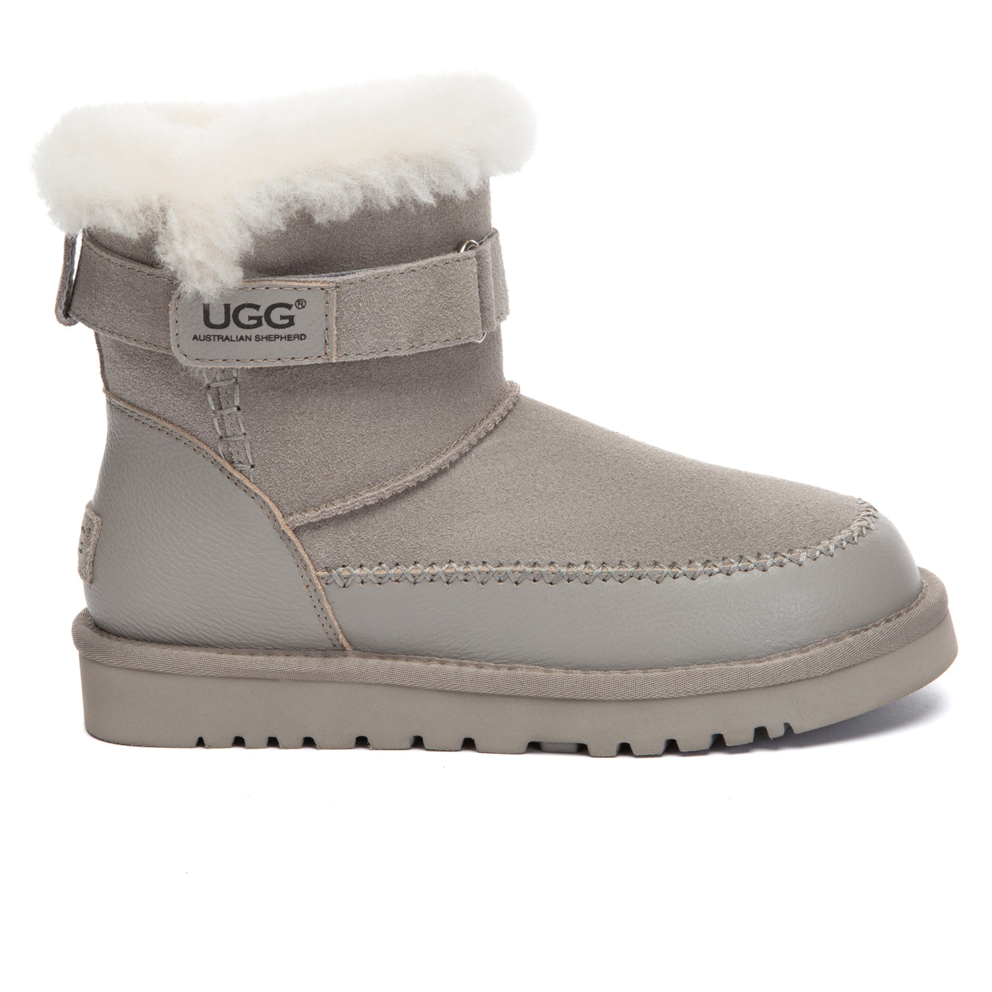 EverUgg Buckle Strap Fashion UGG Boots featuring leather straps and cozy fur lining, stylish and comfortable footwear.