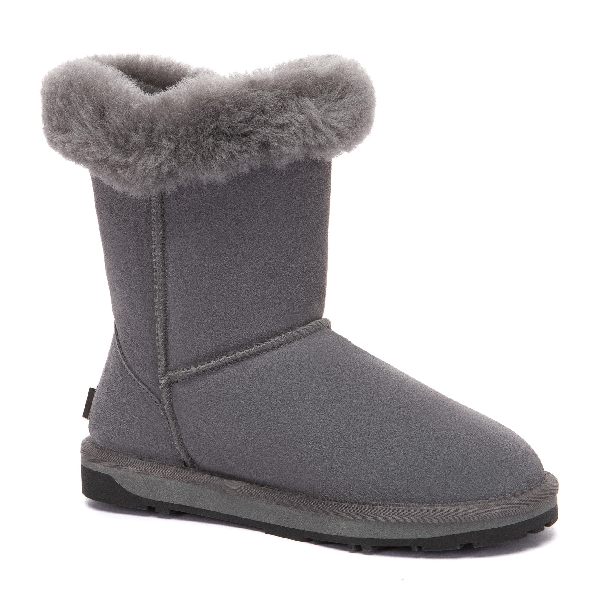 EverUgg Talia Shark 2-Button UGG Boots showing plush sheepskin lining and stylish design in a neutral color