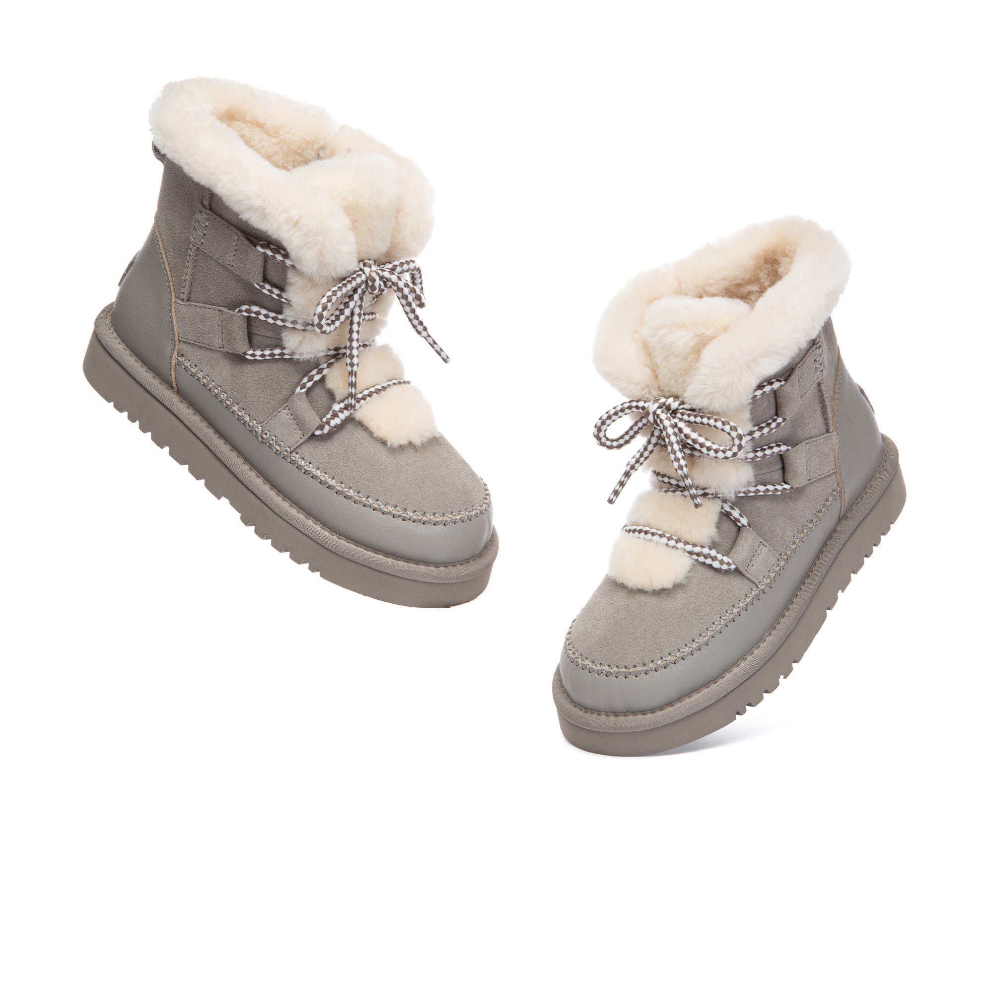 EverUgg Elvora UGG boots featuring plush shearling lining and stylish design in a neutral color.