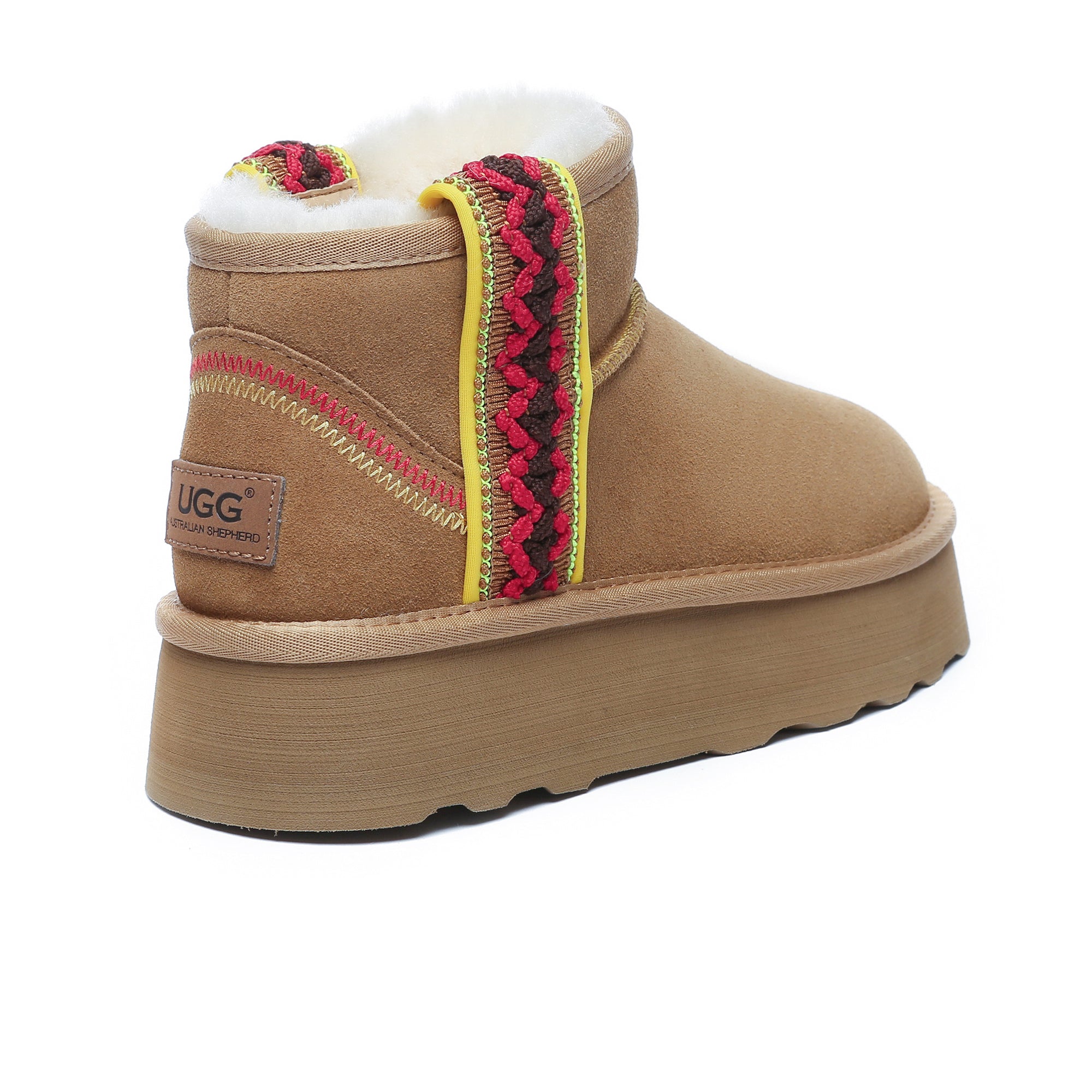 EverUgg Hazel Platform Mini UGG Boots in neutral color with plush sheepskin lining and sturdy rubber sole.