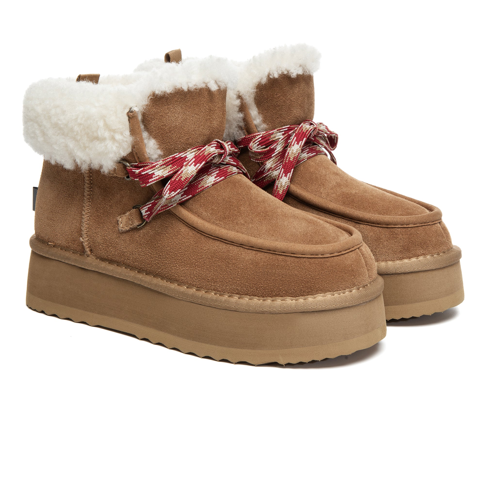 EverUgg Honor lace-up UGG platform boots for women, featuring a stylish design and sturdy sole in a neutral color.
