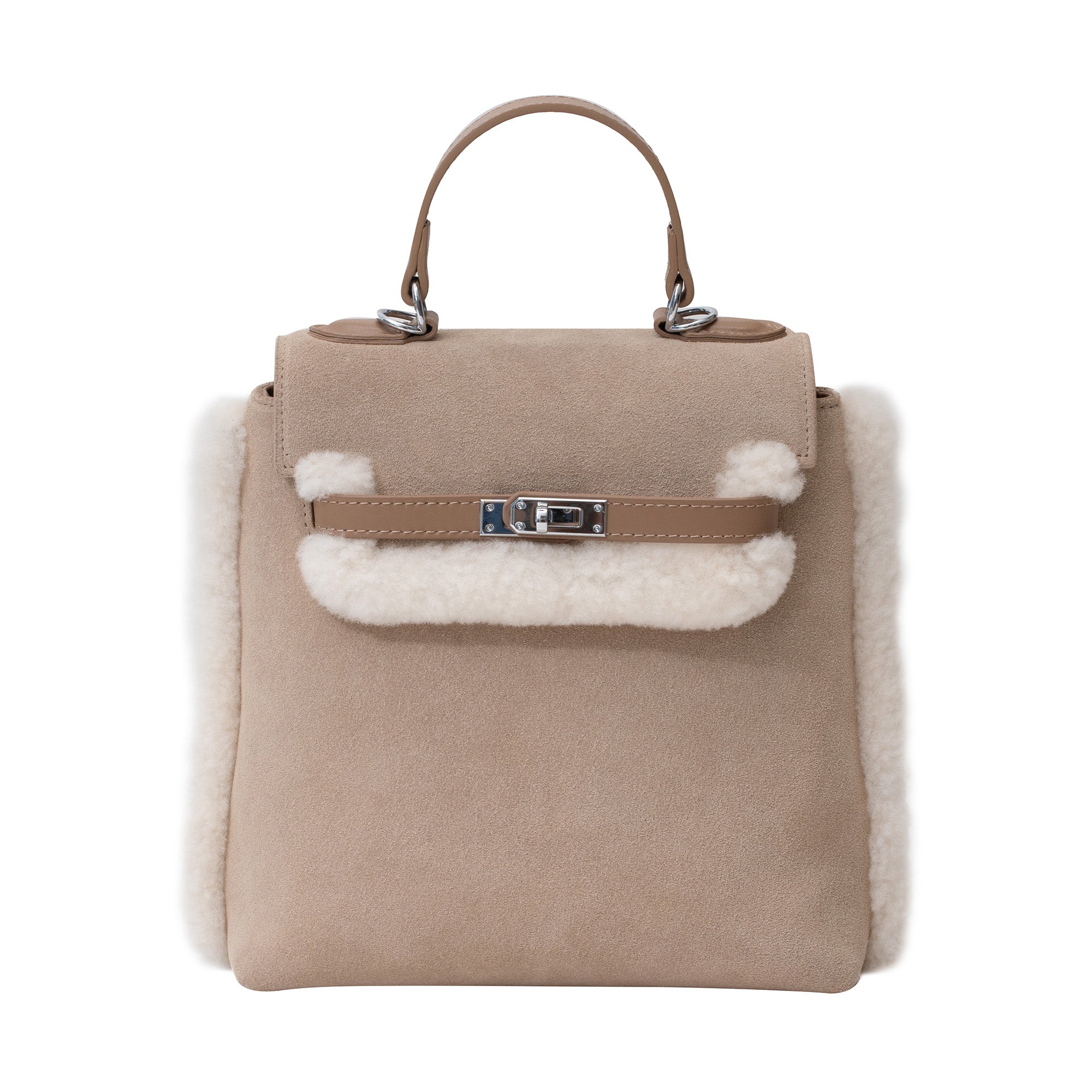 EverUgg Kenny Fluffy Adjustable Strap UGG Backpack, soft plush handbag with adjustable straps and spacious interior.