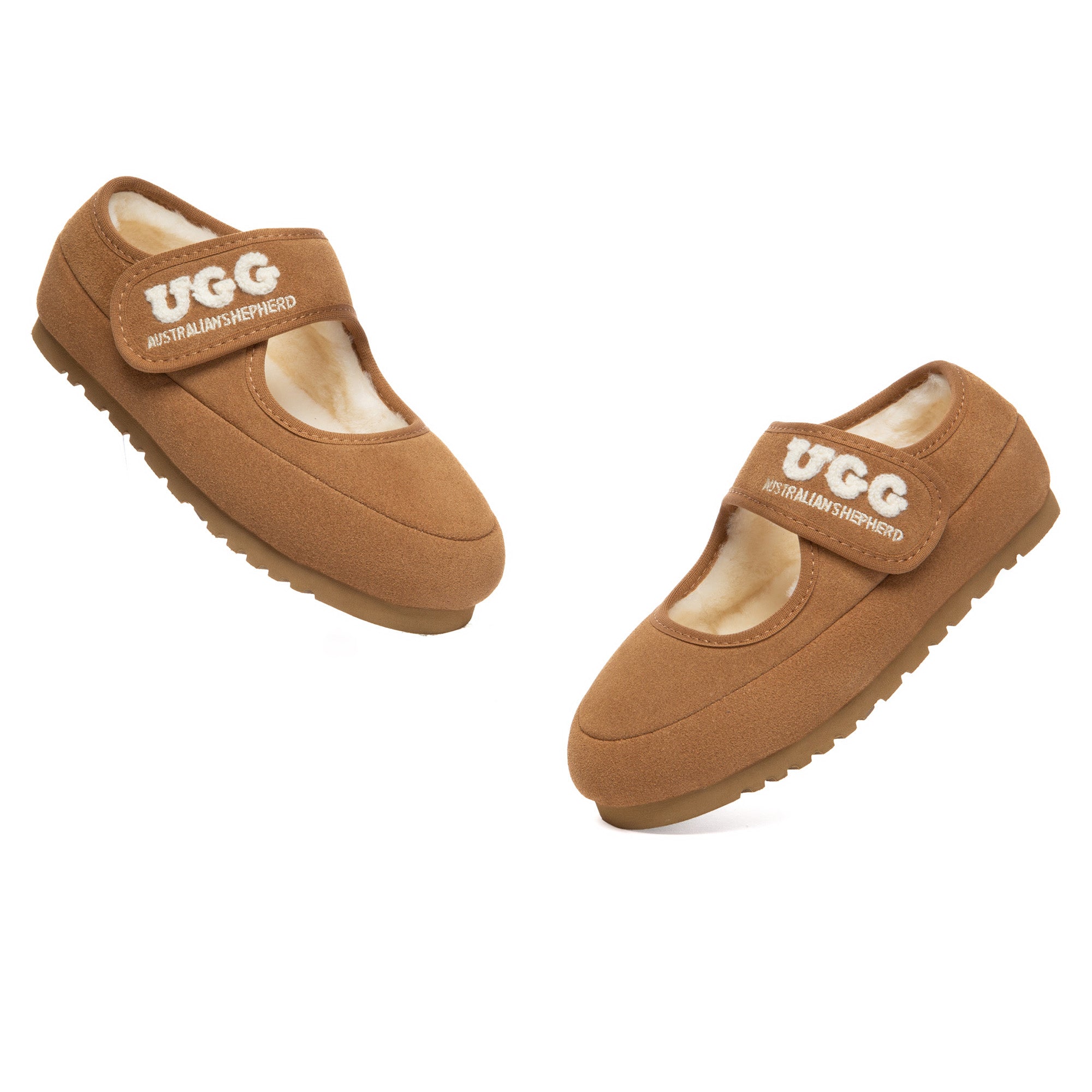 Kids adjustable strap Mary Jane slippers by EverUgg featuring soft UGG-style slippers with a secure adjustable strap.