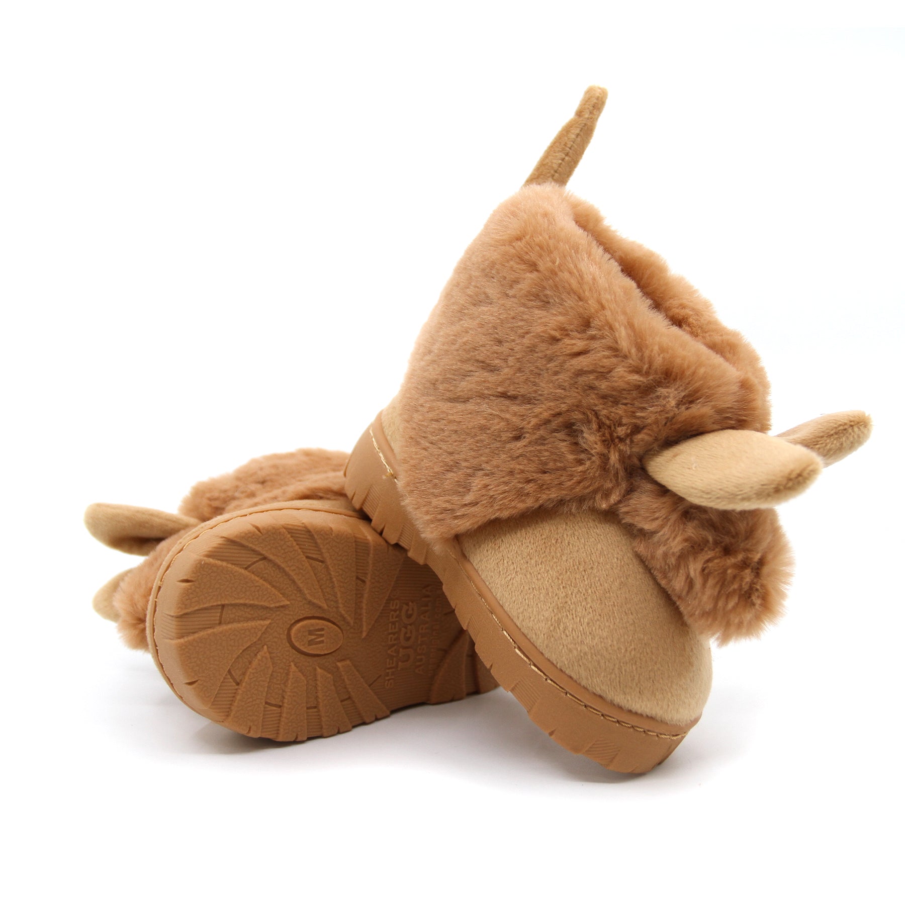 Kids' Shearers UGG Kangaroo Boots in brown with plush lining, featuring a cozy design and durable sole for fashionable comfort.