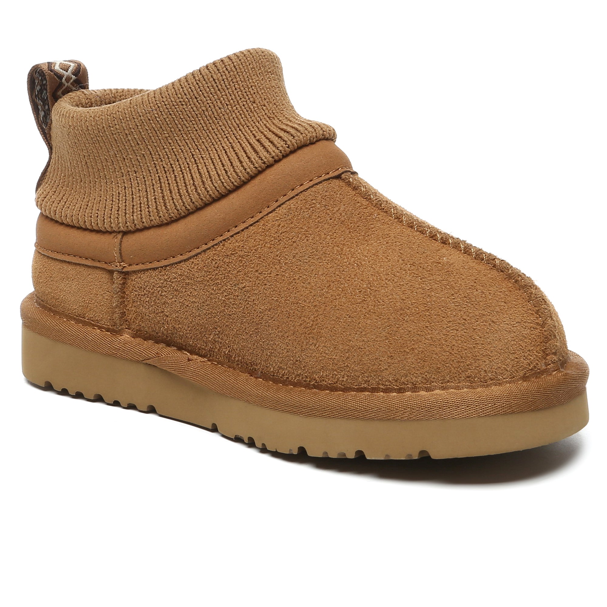 Kids knit UGG ankle slippers by EverUgg featuring soft, cozy knit fabric and a comfortable slip-on style for little feet.