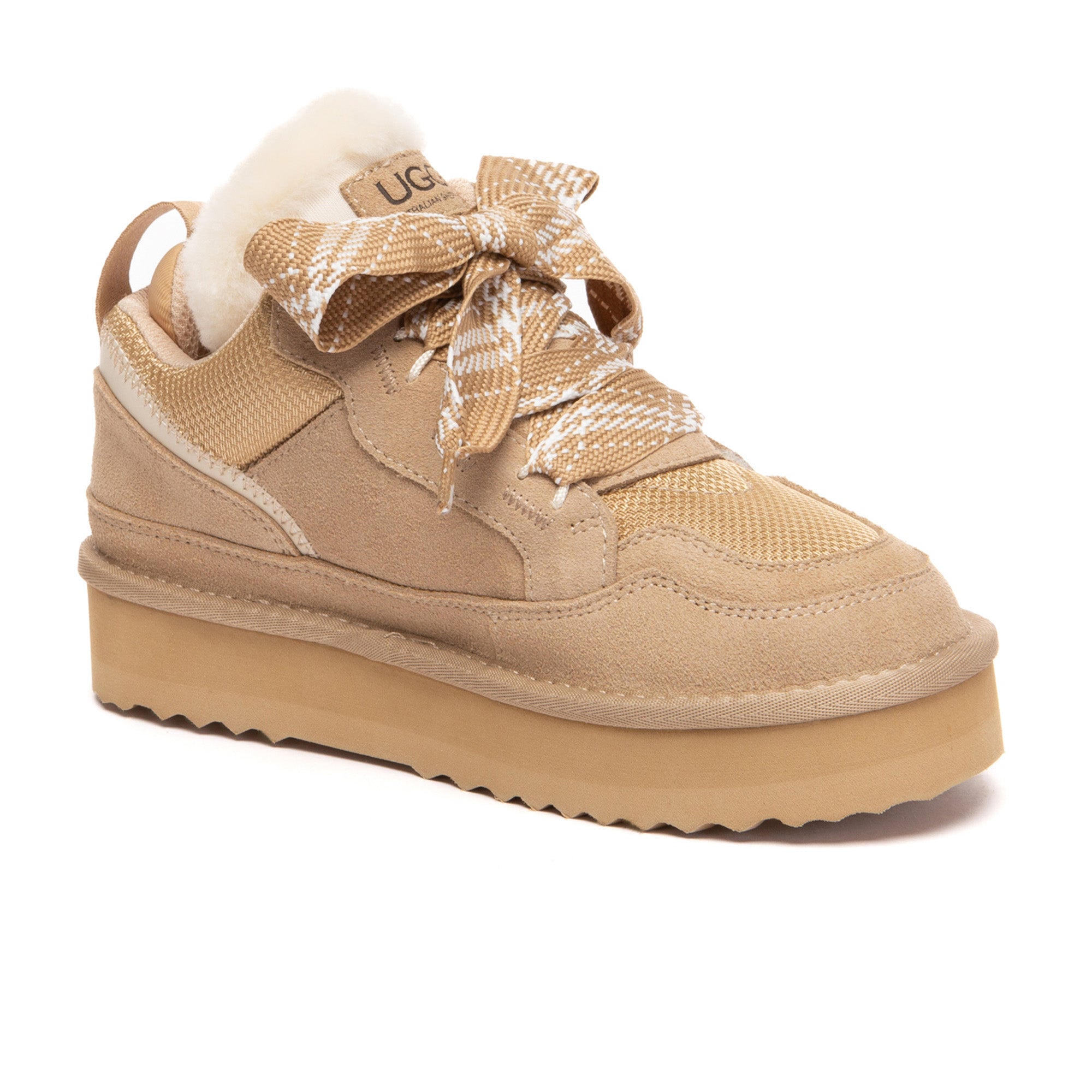 Kids UGG platform lace-up boots by EverUgg, featuring a stylish design with sturdy soles and comfortable fit for children.