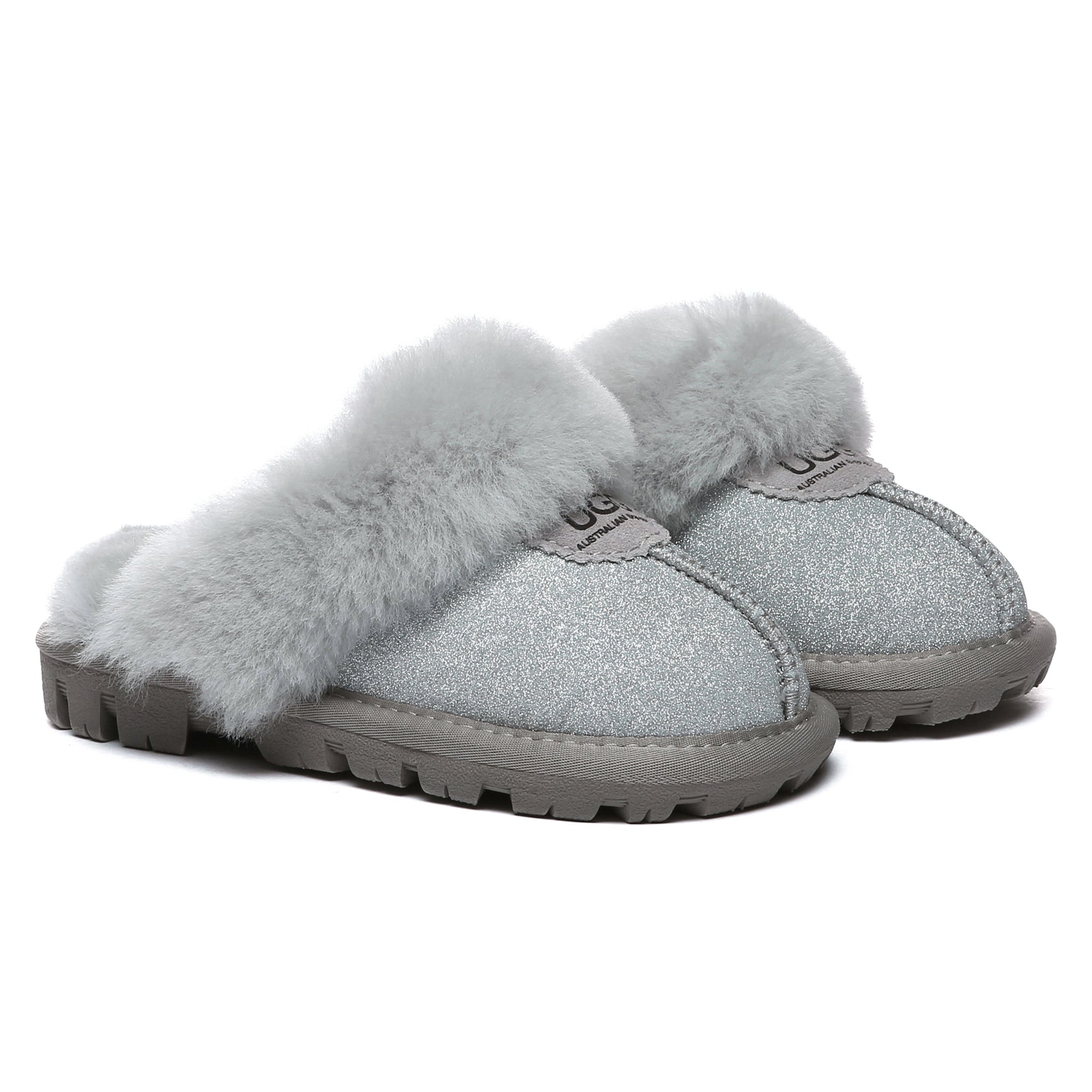 Kids Sparkle UGG slipper from EverUgg featuring a cozy design and sparkling accents, perfect for comfortable indoor wear.