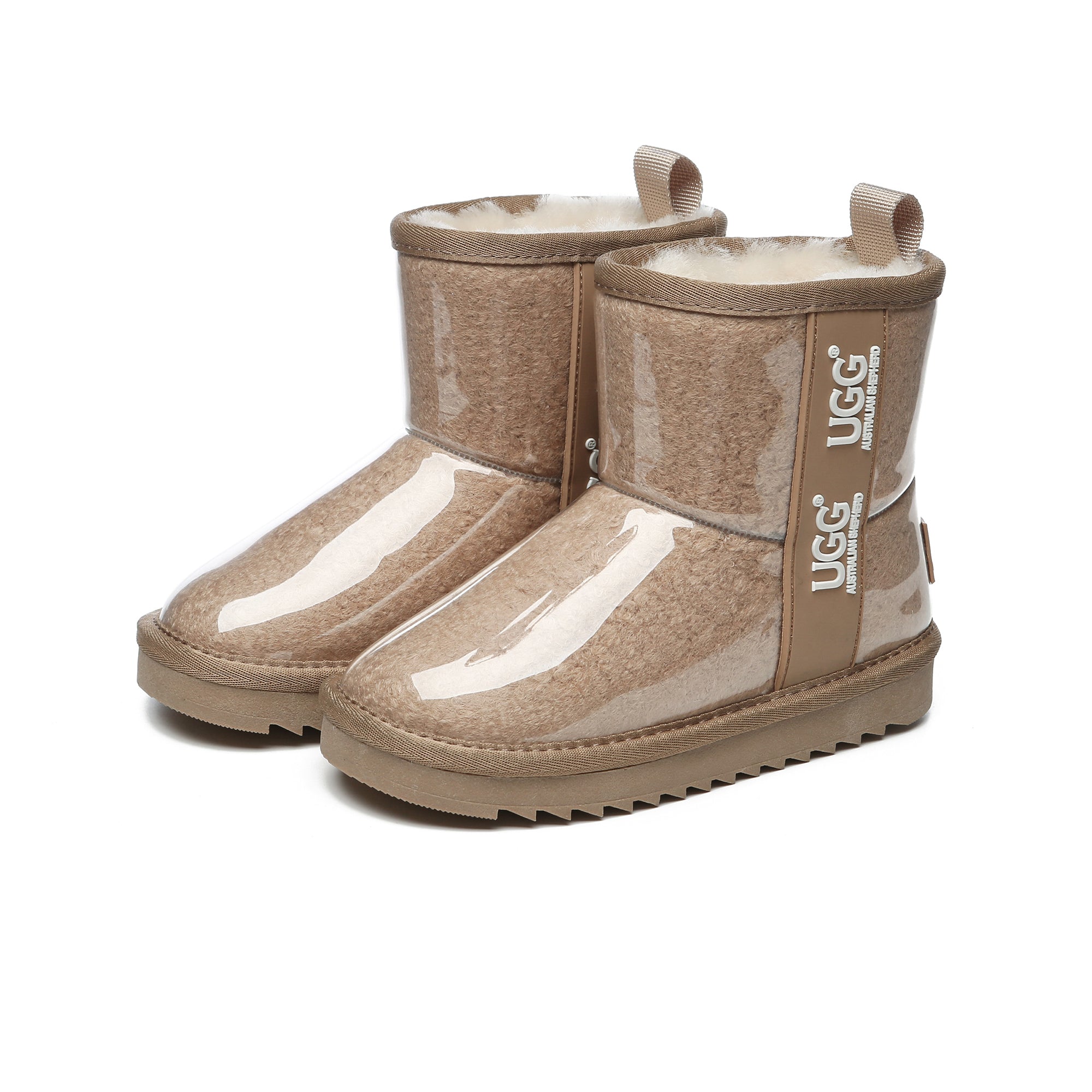 Kids waterproof UGG boots in chestnut color by EverUgg, showing the cozy, insulated exterior and durable waterproof material.