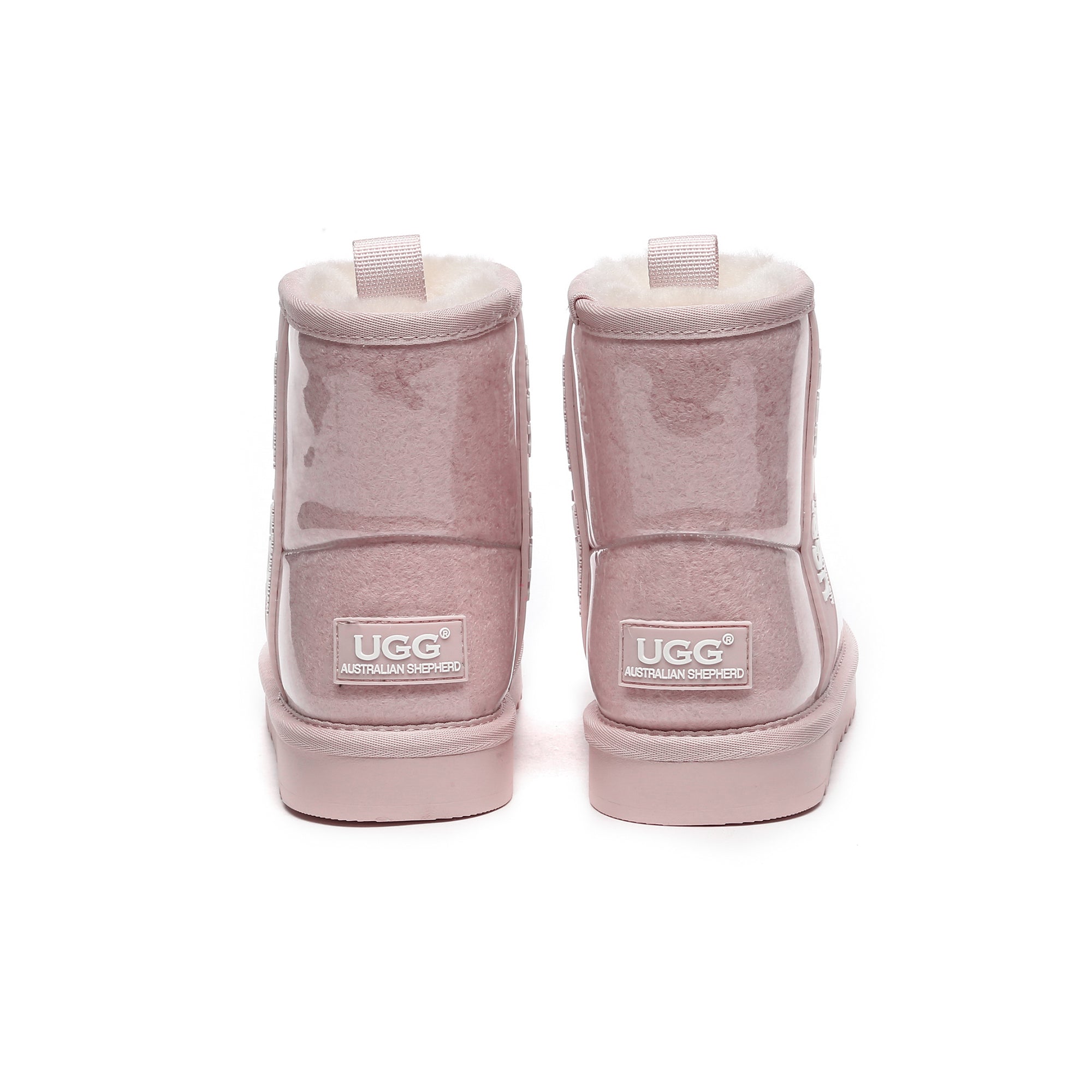 Pink kids waterproof UGG boots by EverUgg with soft sheepskin lining and durable rubber soles for wet weather.