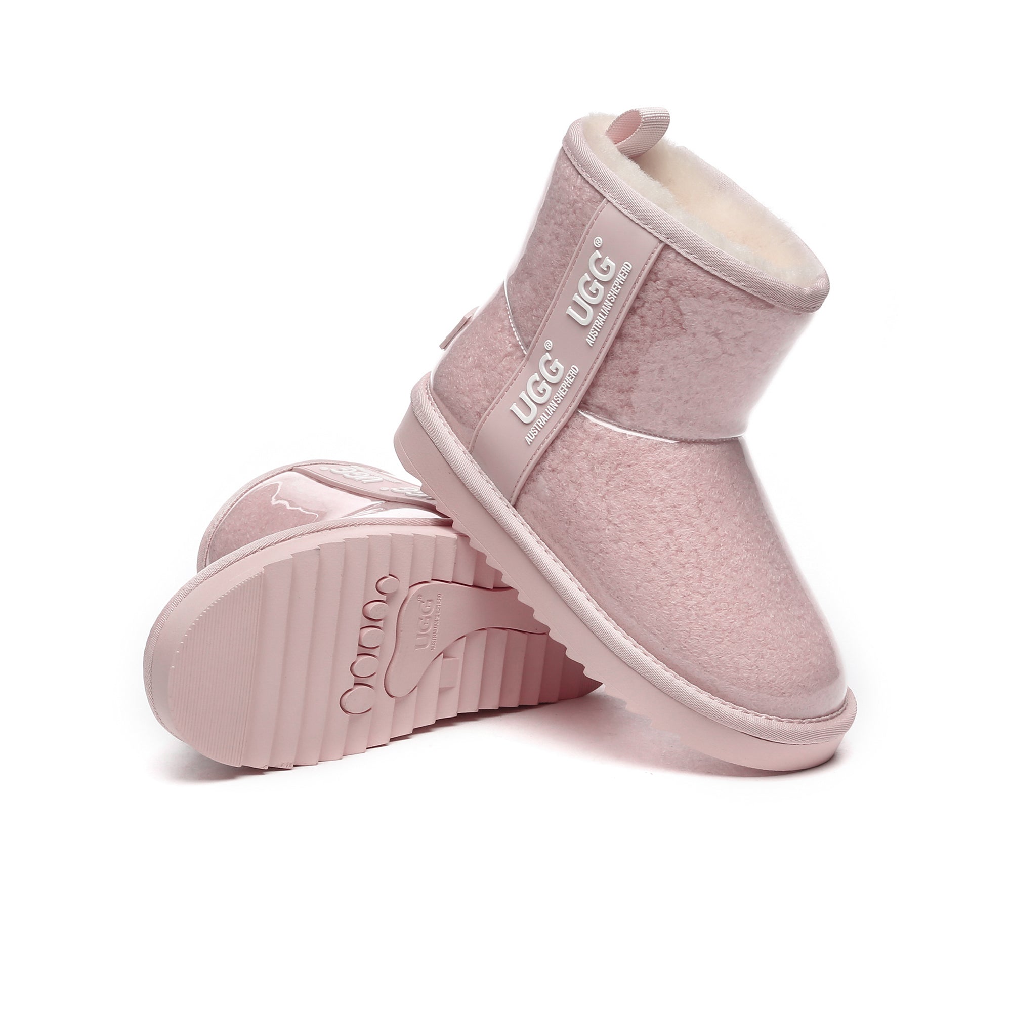 Kids waterproof UGG boots in pink by EverUgg, showing soft, insulated interior and durable waterproof exterior for winter wear.