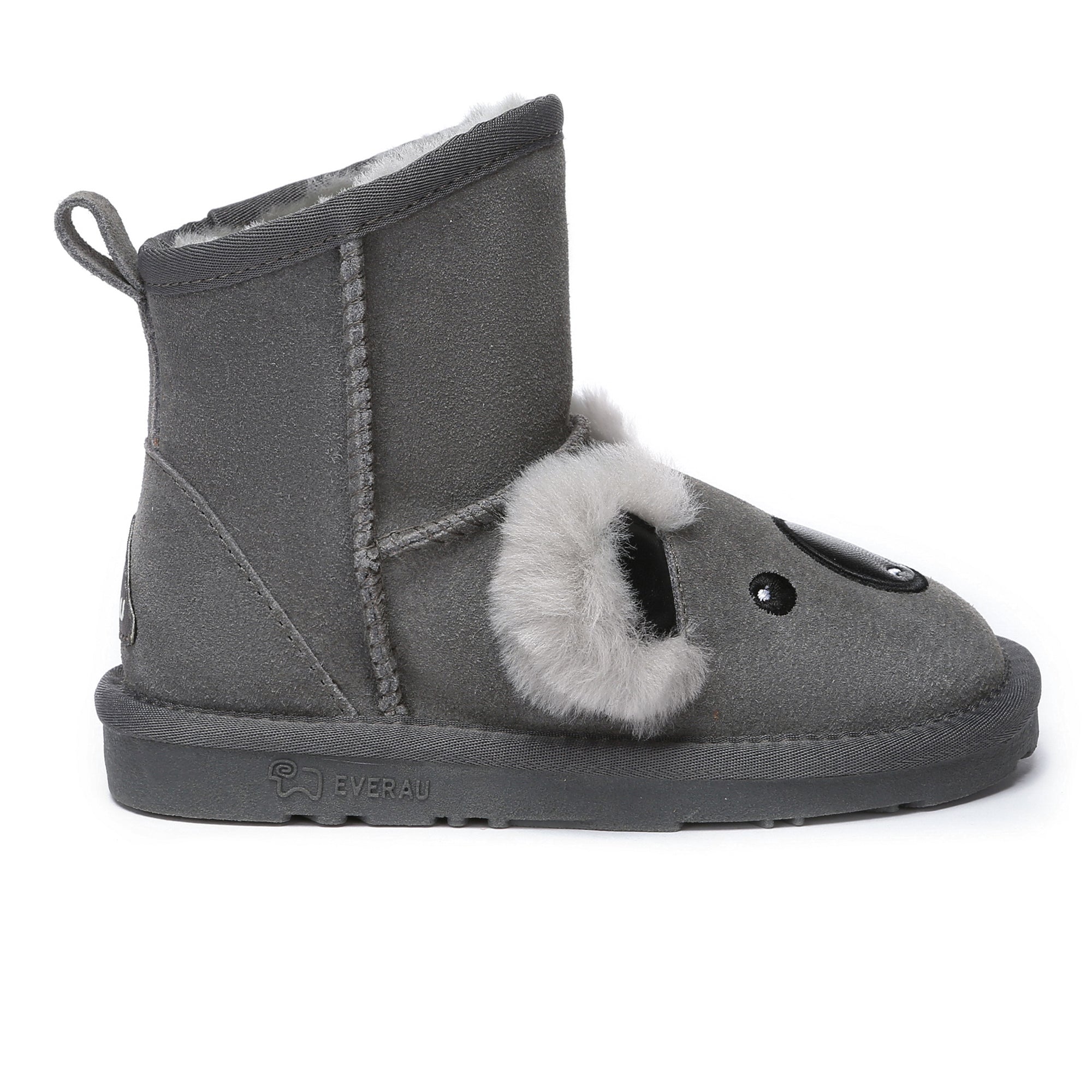Kids UGG boots by EverUgg featuring cozy brown sheepskin lining and durable suede exterior for young children.