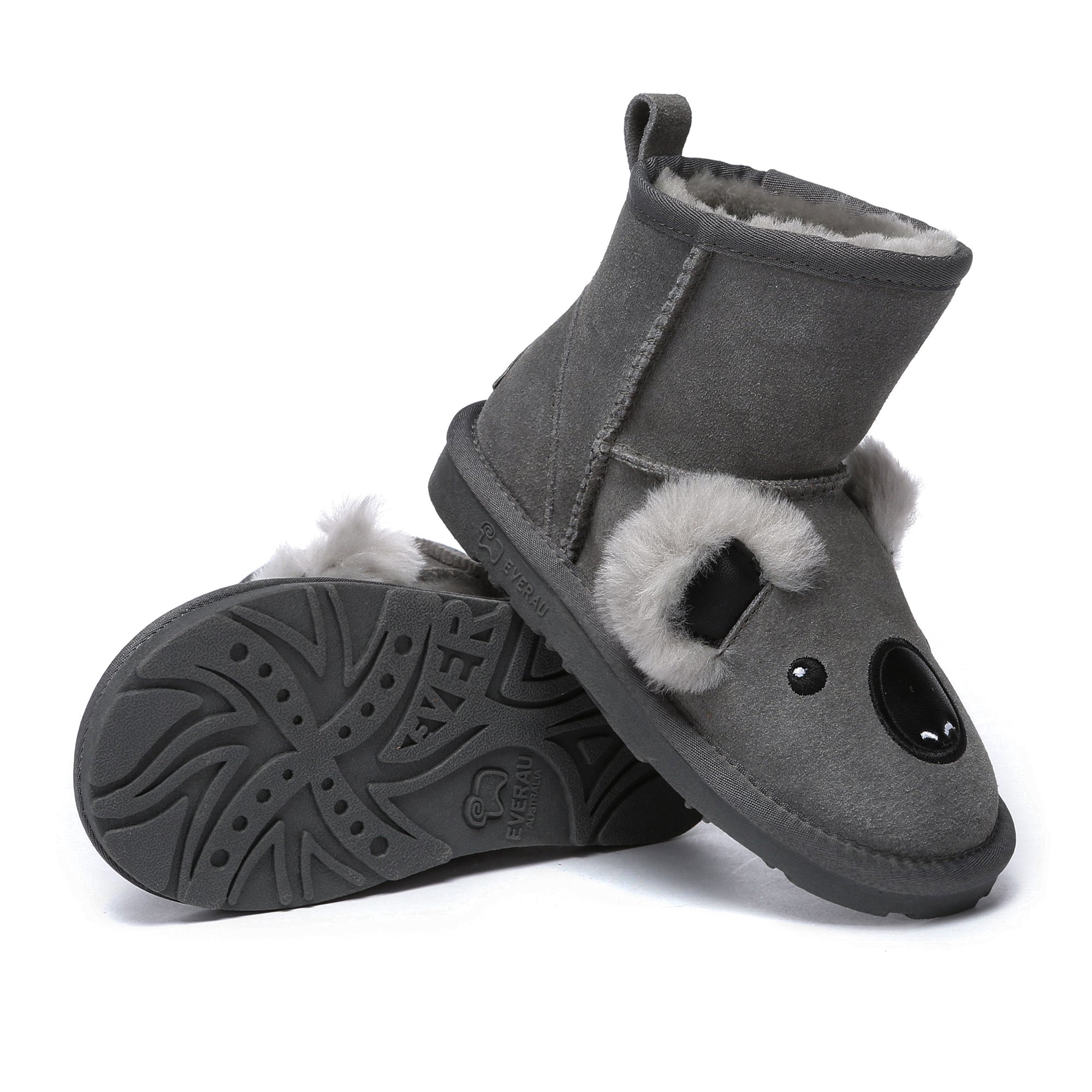 Kids UGG boots by EverUgg featuring cozy wool lining and brown suede exterior, designed for children’s comfort and style.