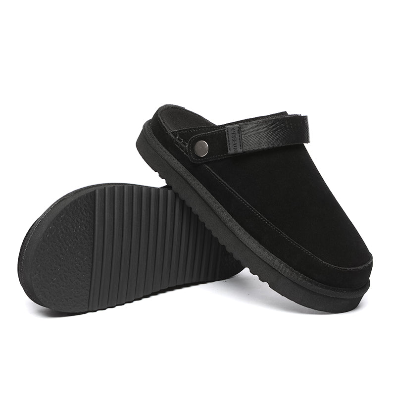 Black Kylee UGG slippers by EverUgg featuring soft plush lining and slip-on design for cozy comfort.