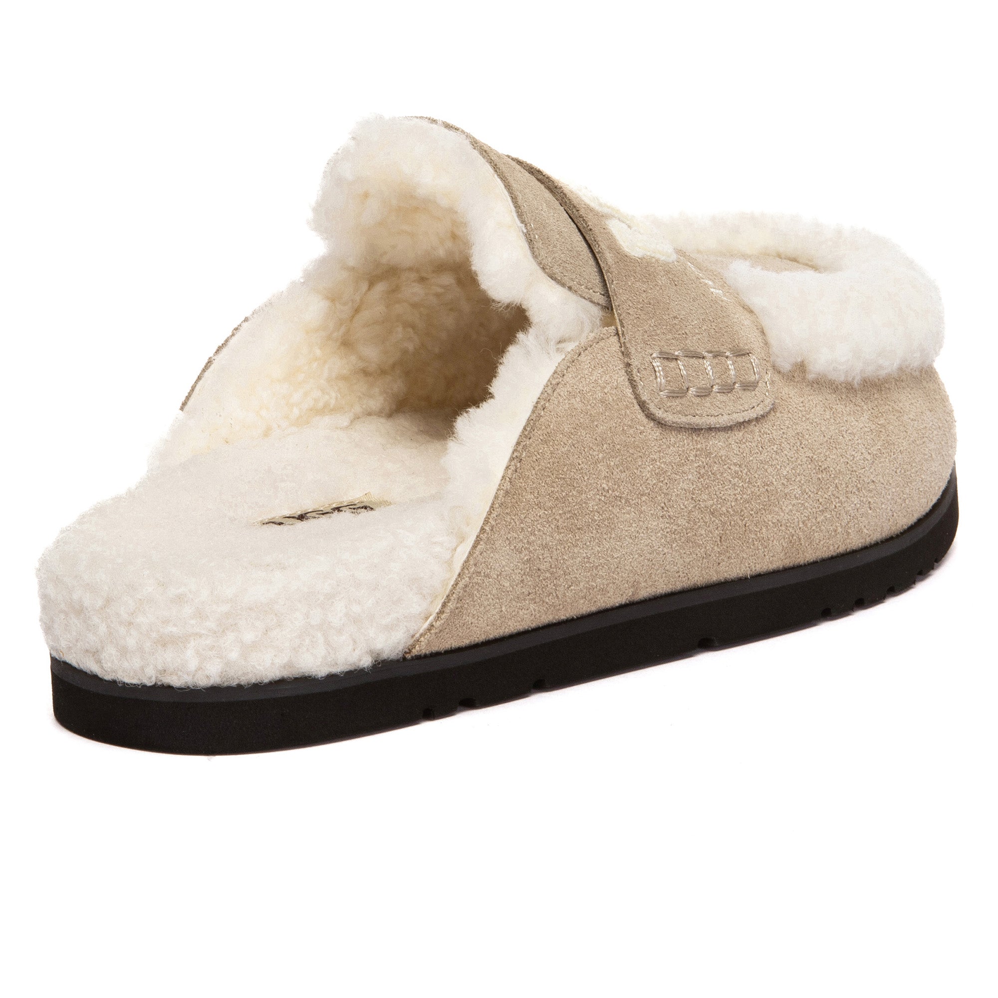 EverUgg Laura shearling logo slippers featuring soft shearling lining and UGG branding, designed for cozy comfort.