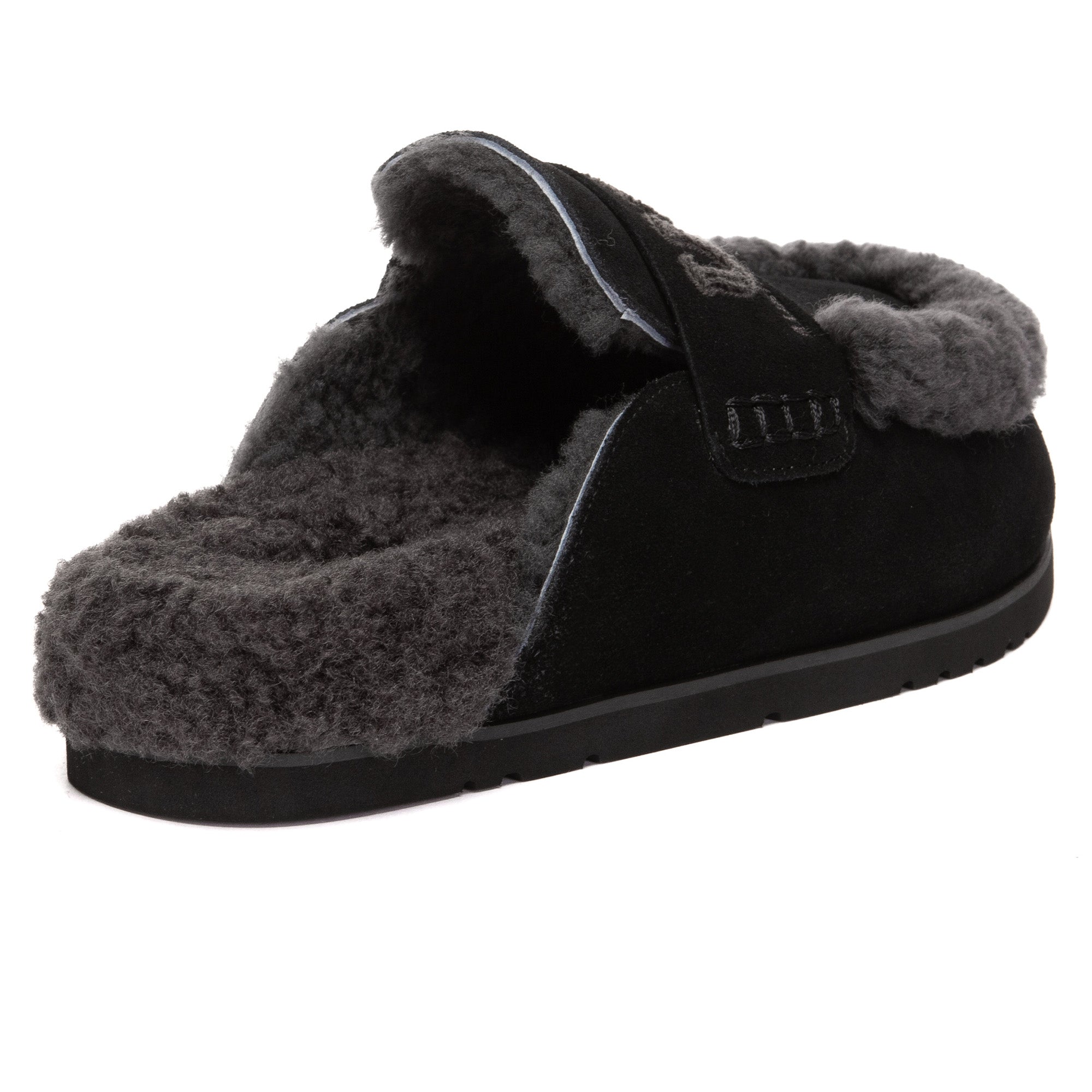 EverUgg Laura shearling logo slippers showing cozy shearling lining and classic UGG branding on soft, plush slippers.