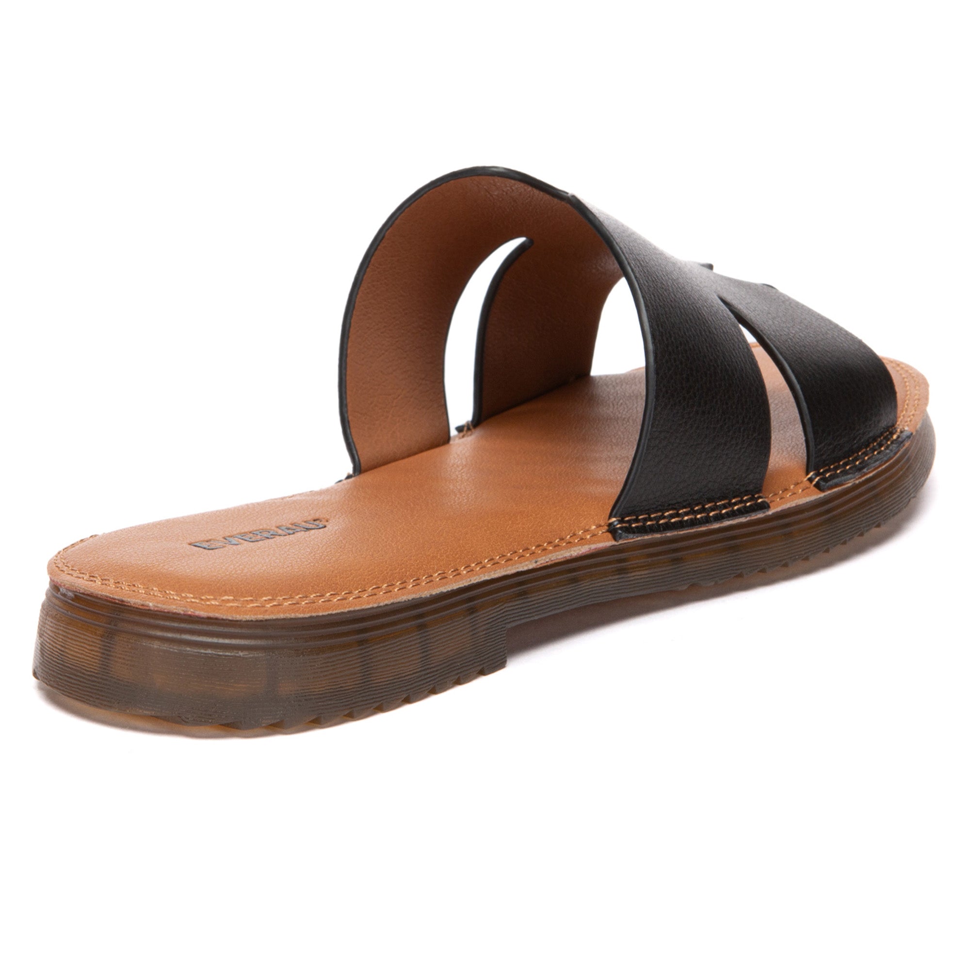 EverUgg leather woven flat slides for women, stylish slip-on slippers with a woven design and comfortable flat sole.
