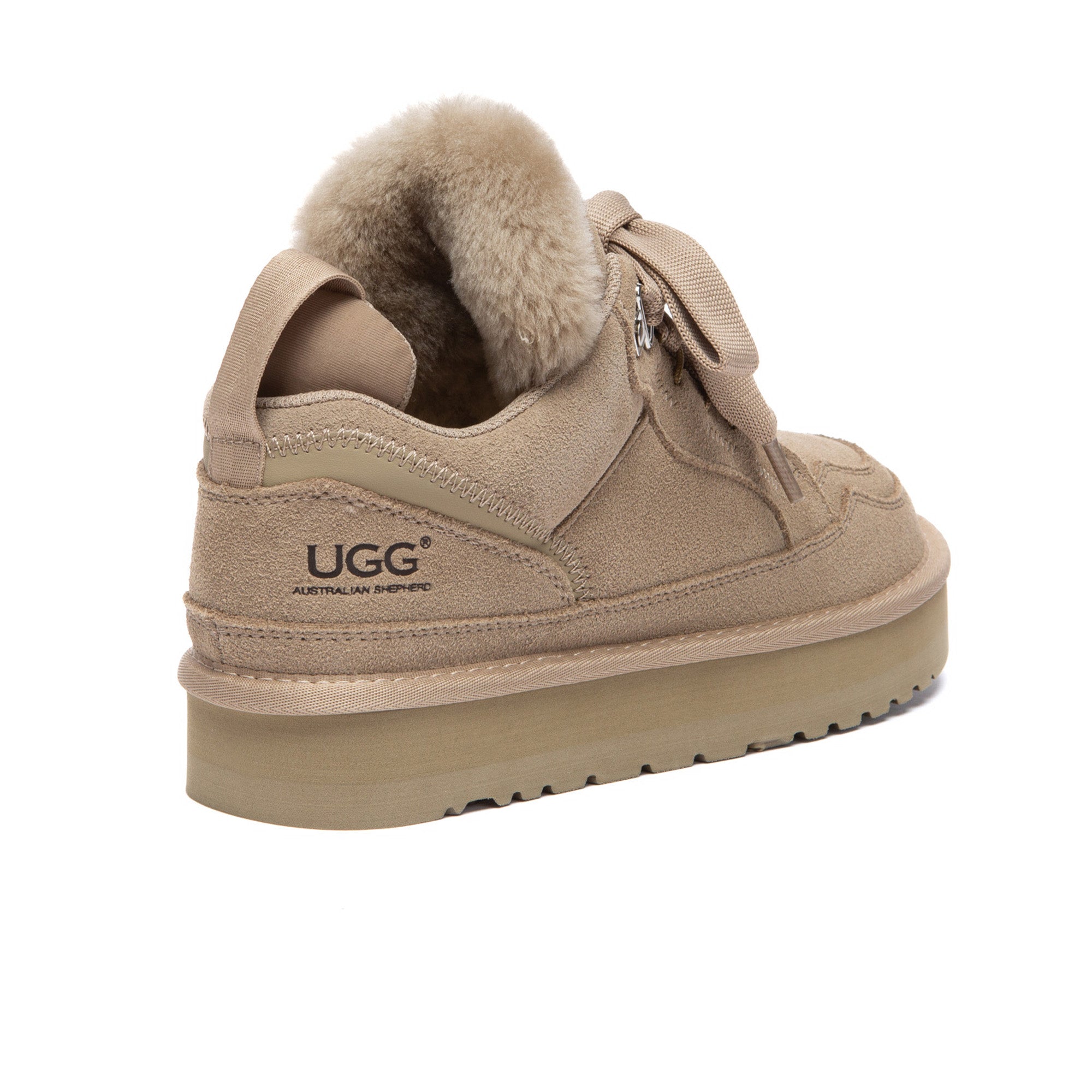 EverUgg Lowmael lace-up sneakers with white and beige color scheme, stylish casual footwear for men and women.