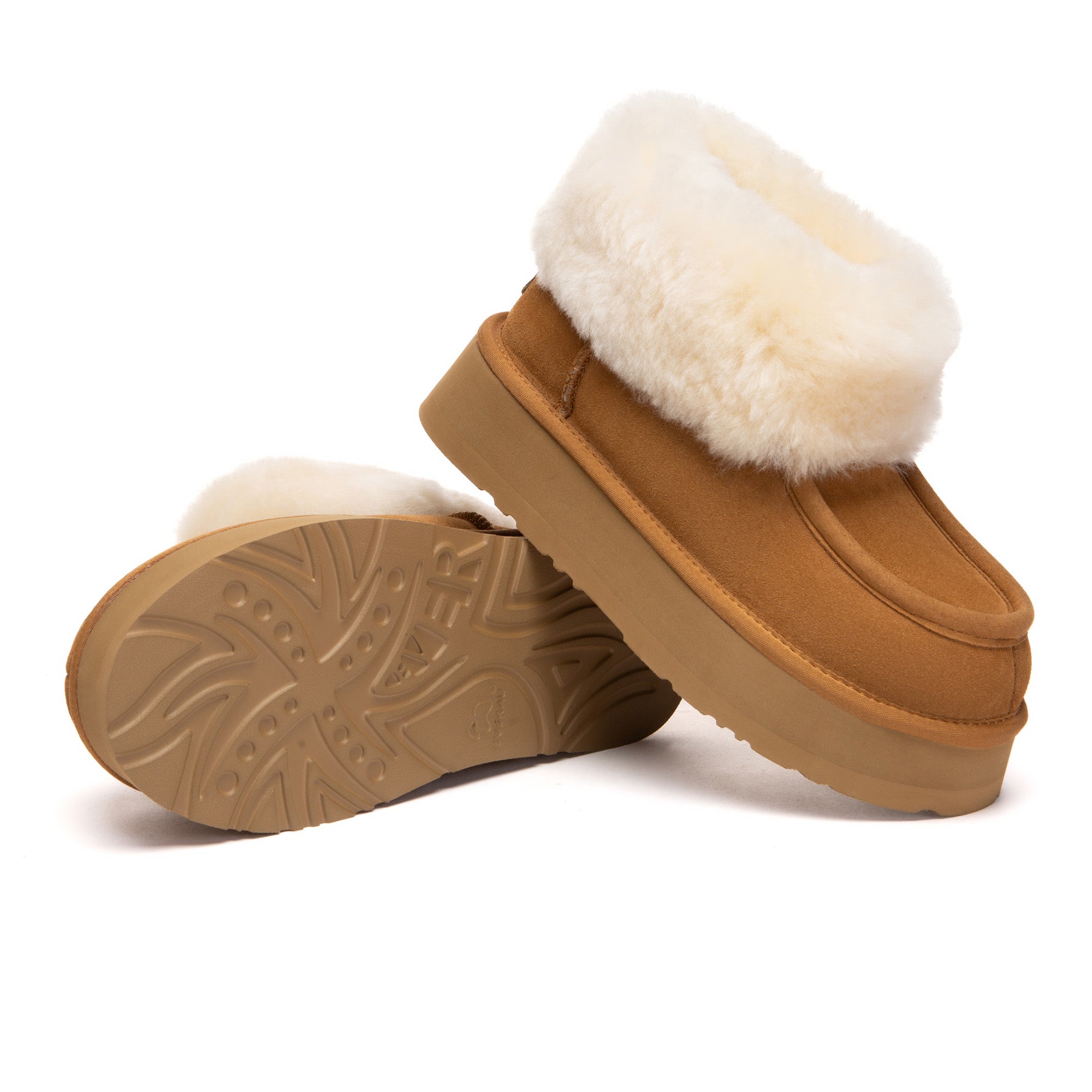 EverUgg Luffy ankle platform UGG slippers with cozy design and chunky sole, perfect for casual wear and comfort.