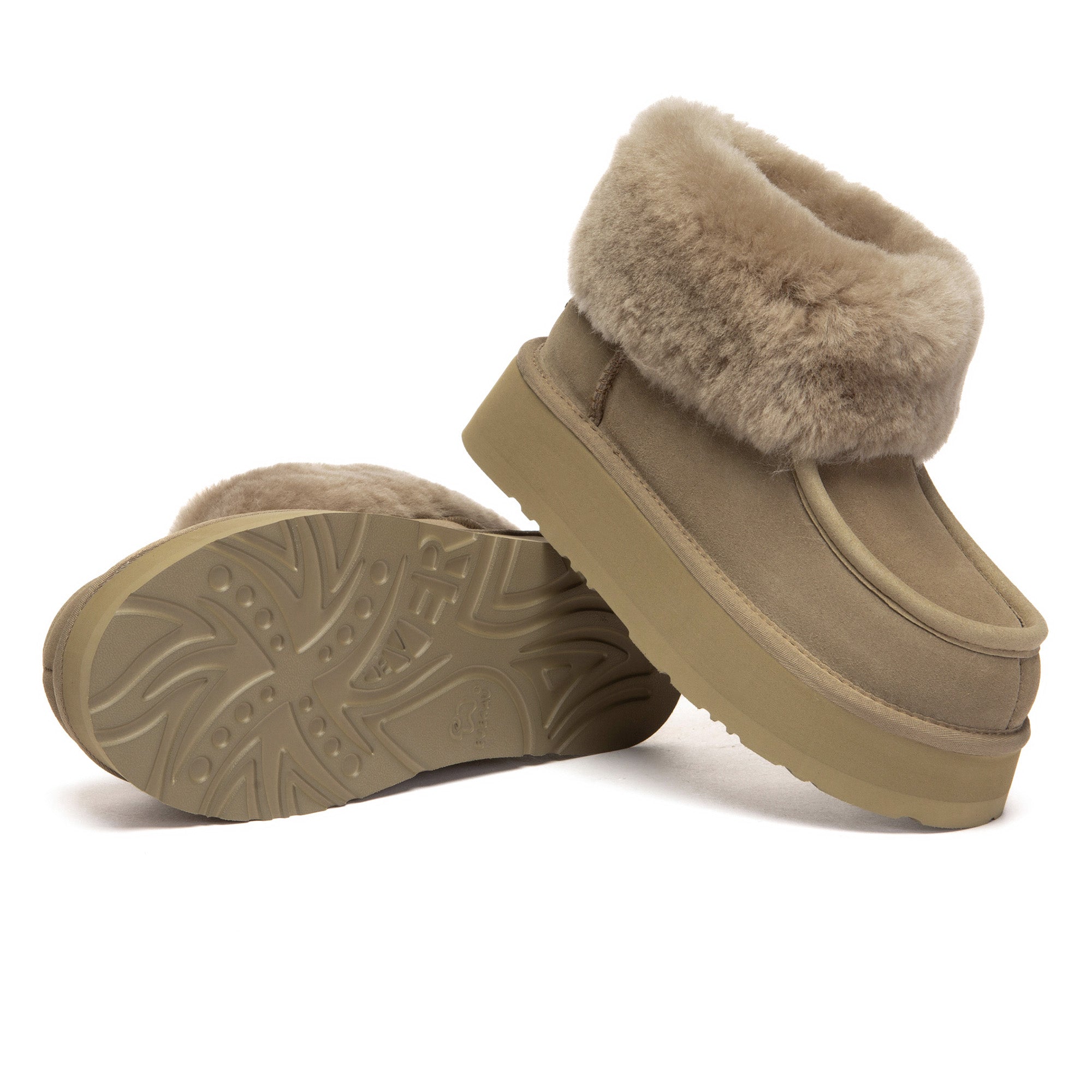 EverUgg Luffy ankle platform UGG slippers with cozy shearling lining and slip-on design, perfect for casual comfort.