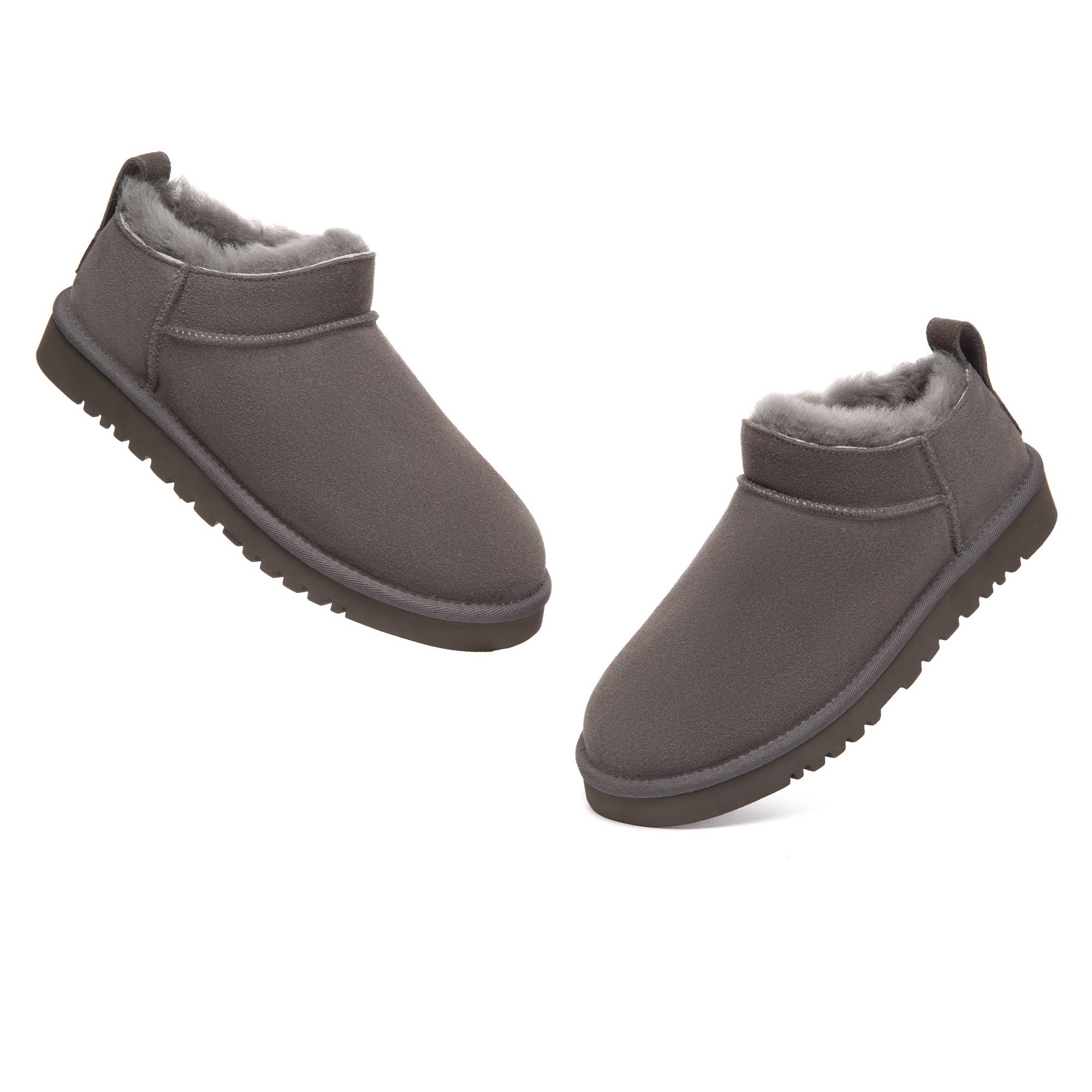 EverUgg Lune Nano Ankle Classic UGG Boots in neutral color, showcasing plush sheepskin lining and durable rubber sole.