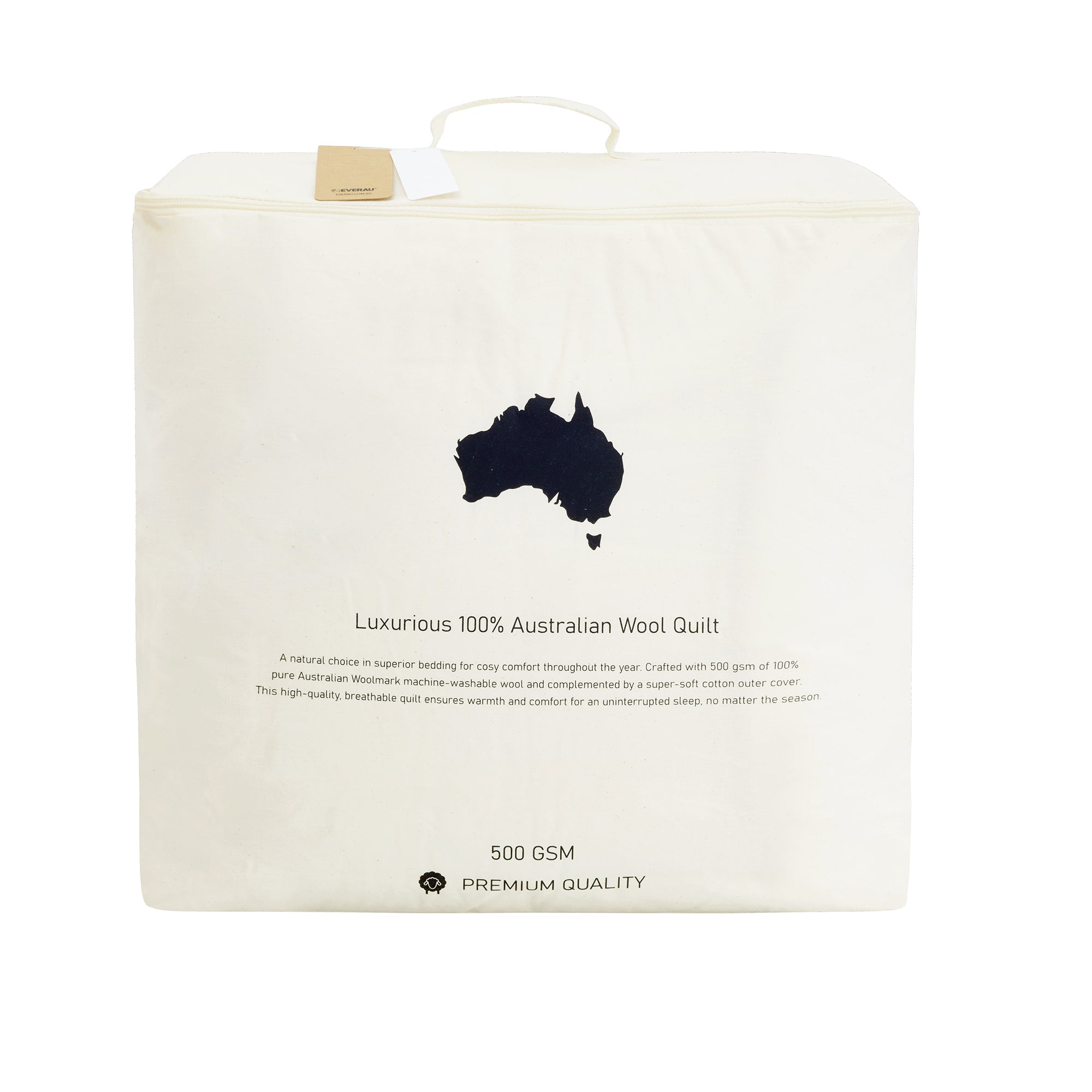 Luxury Australian 100% wool quilt by EverUgg, soft and cozy comforter with a plush, textured fabric surface.