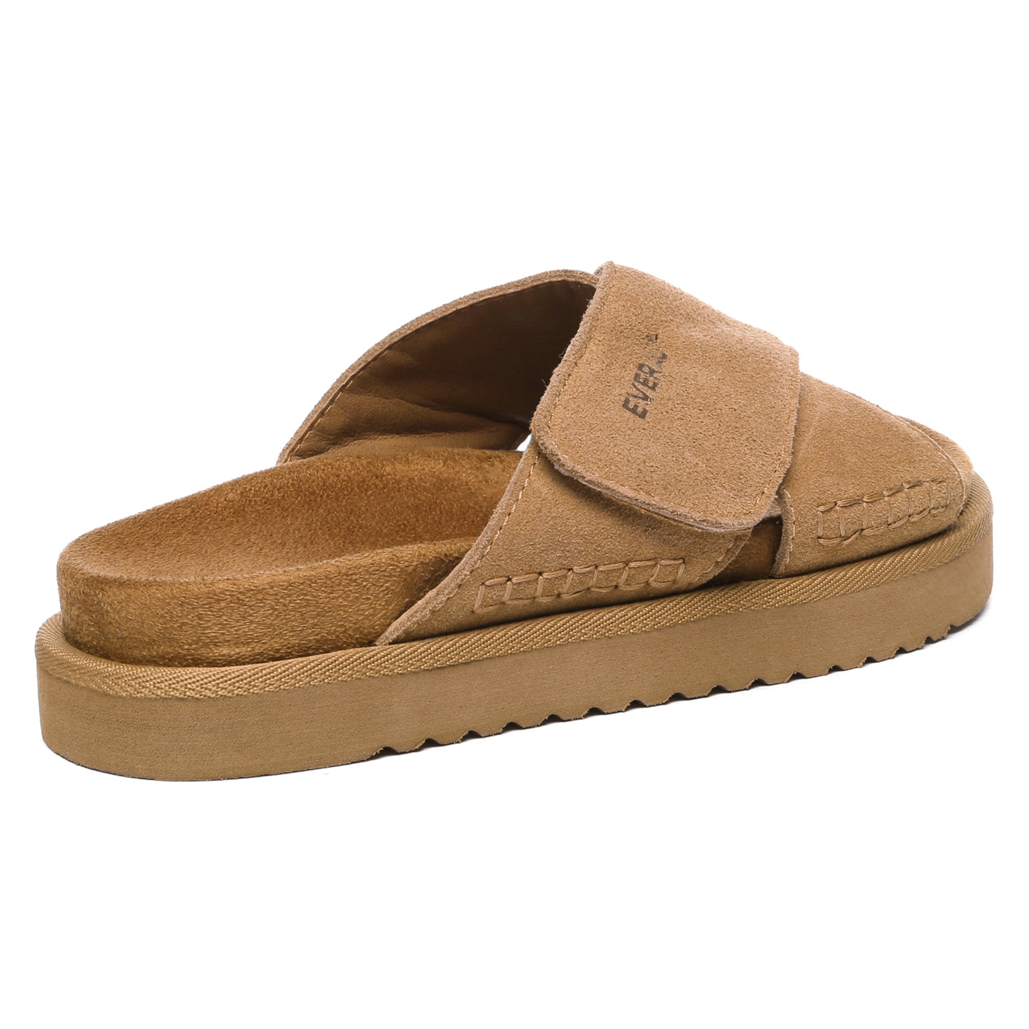 EverUgg Lyla Cross Slip-on Slides for women, beige casual slippers with crossover strap design and cushioned sole.
