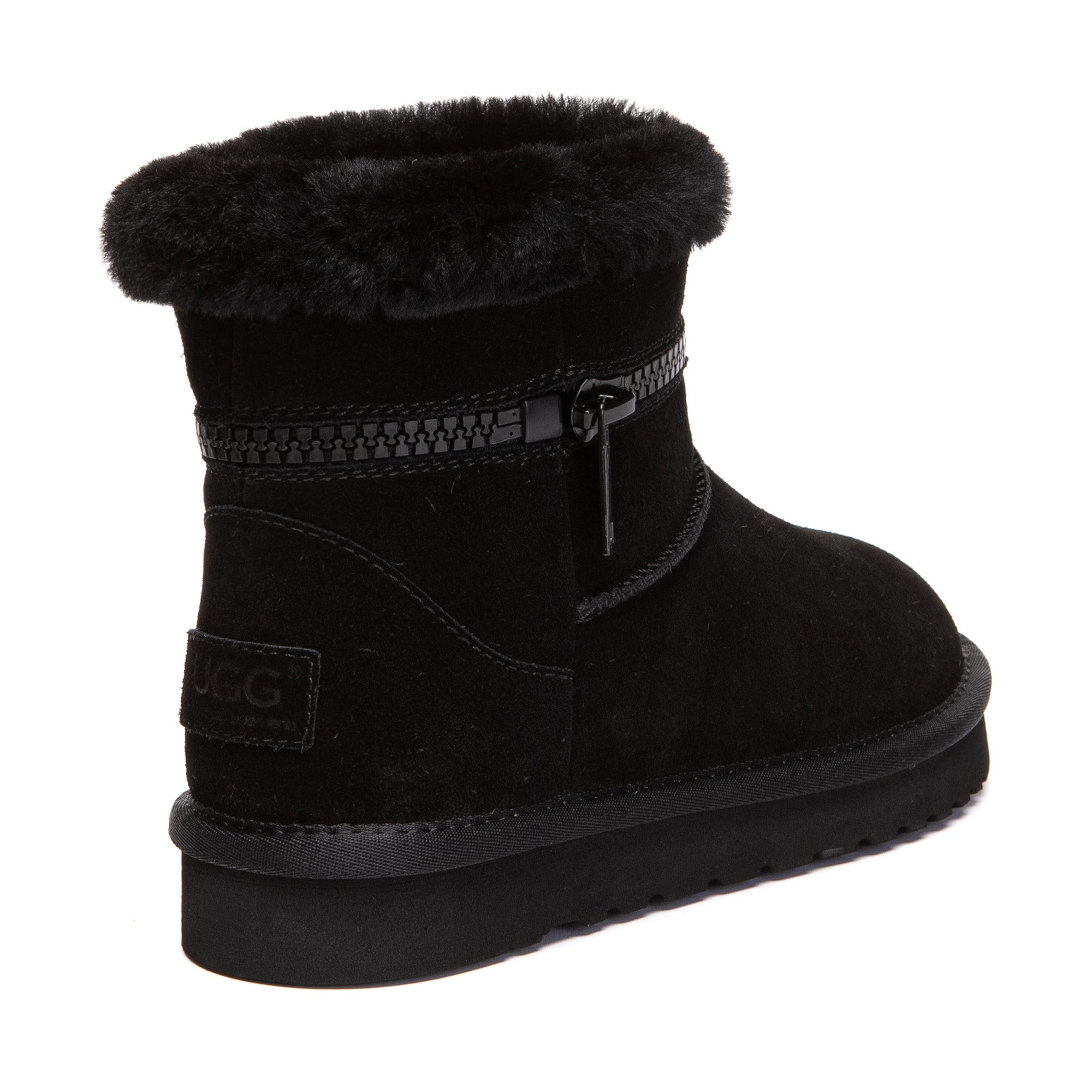 EverUgg Lynn Zip Mini ankle UGG boots for women featuring a stylish zip detail and plush exterior.
