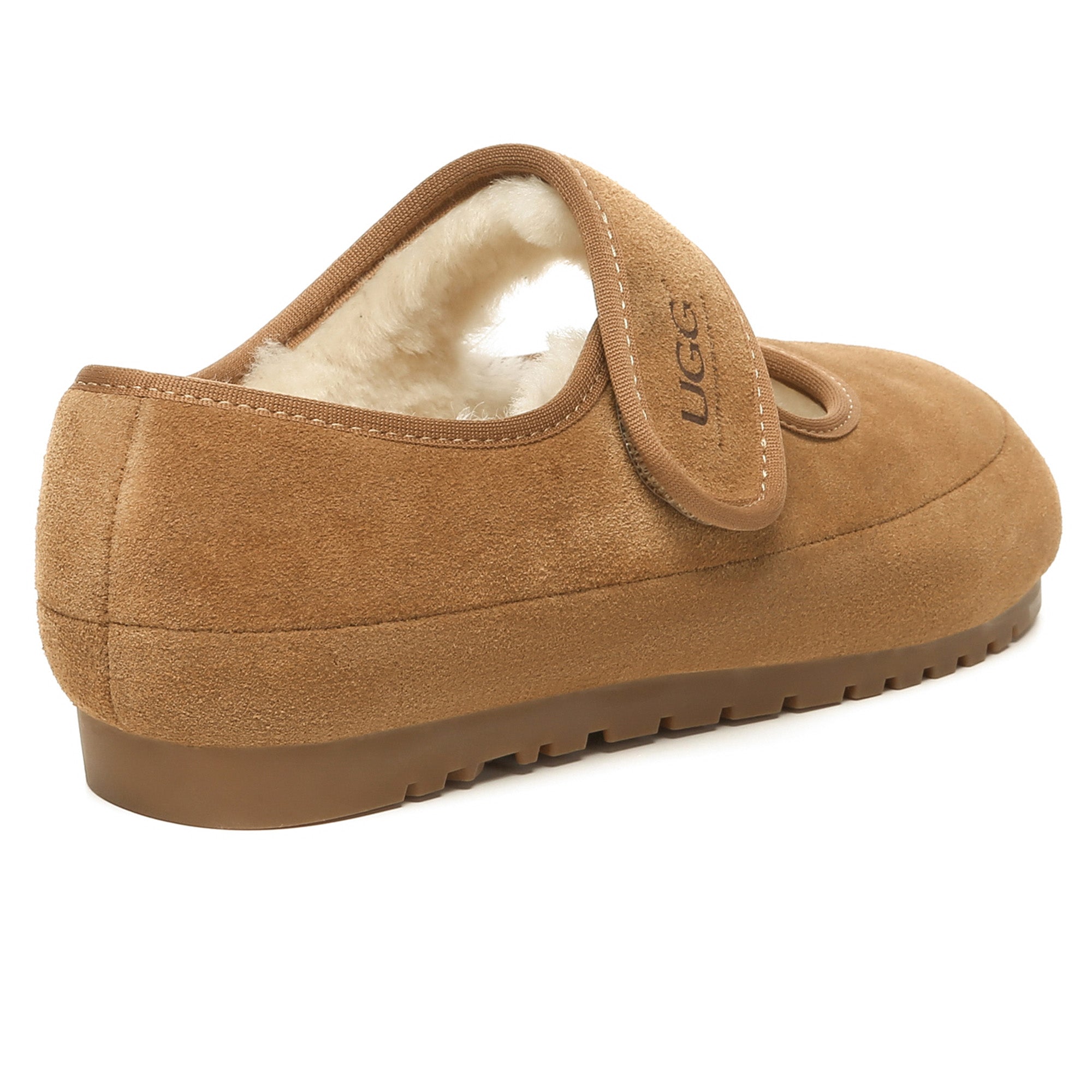 EverUgg Mary Jane strap loafer slippers for women with UGG branding, featuring a cozy design and classic slip-on style.
