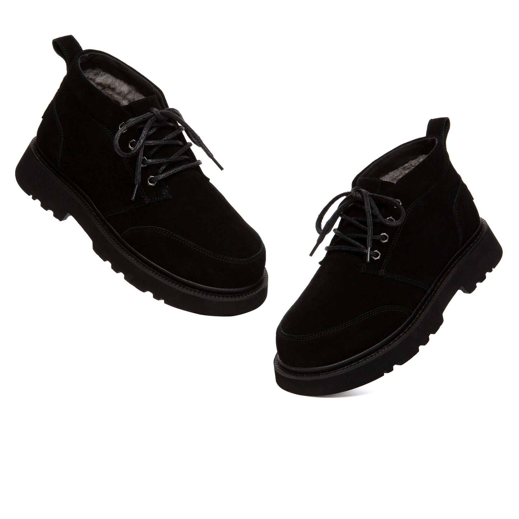 Men's casual lace-up ankle UGG chukka boots by EverUgg featuring suede material and rugged rubber soles.