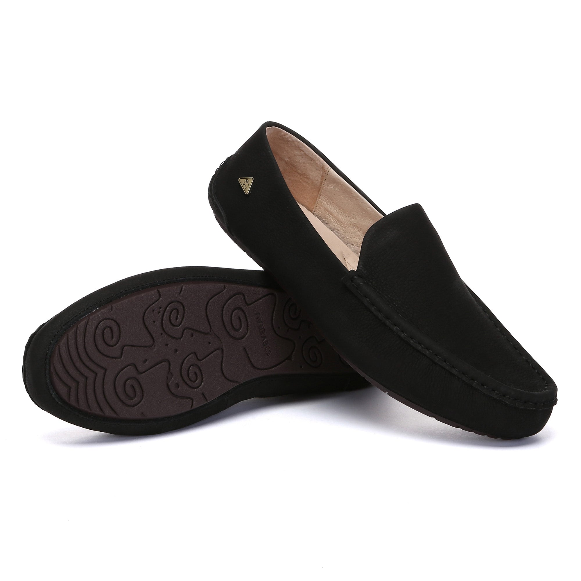 Men's EverUgg casual slip-on moccasin loafers in tan leather, featuring a soft sole and classic design.