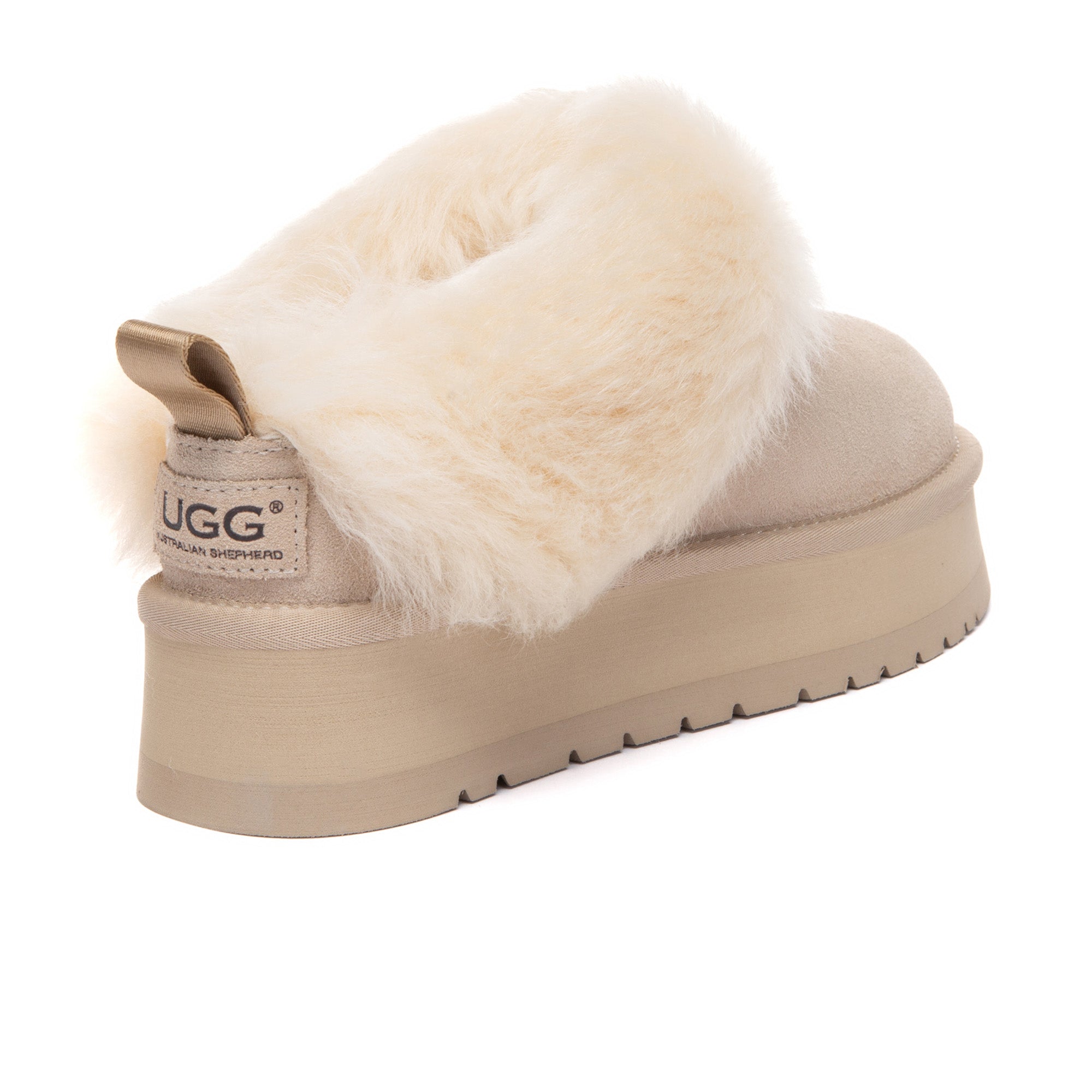EverUgg Mia Plush Platform Slippers featuring soft plush material and a stylish platform sole for cozy comfort.