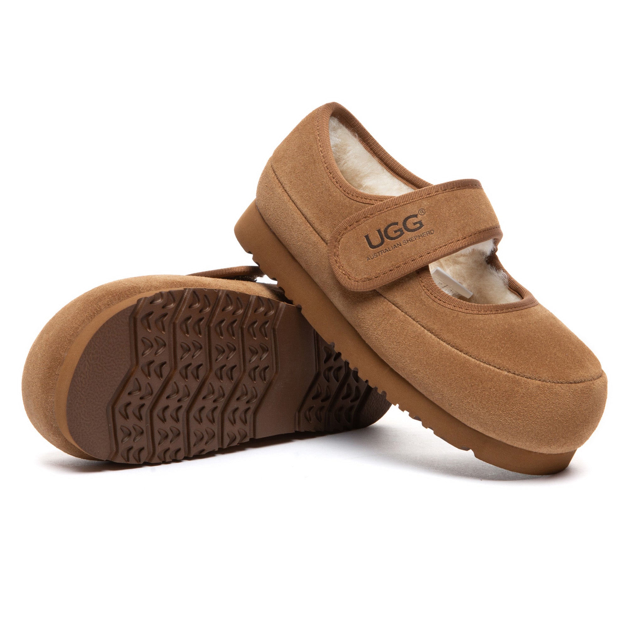 Kids' Millie Mary Jane UGG slippers by EverUgg featuring soft pink fabric, classic strap, and cozy interior for comfortable wear.